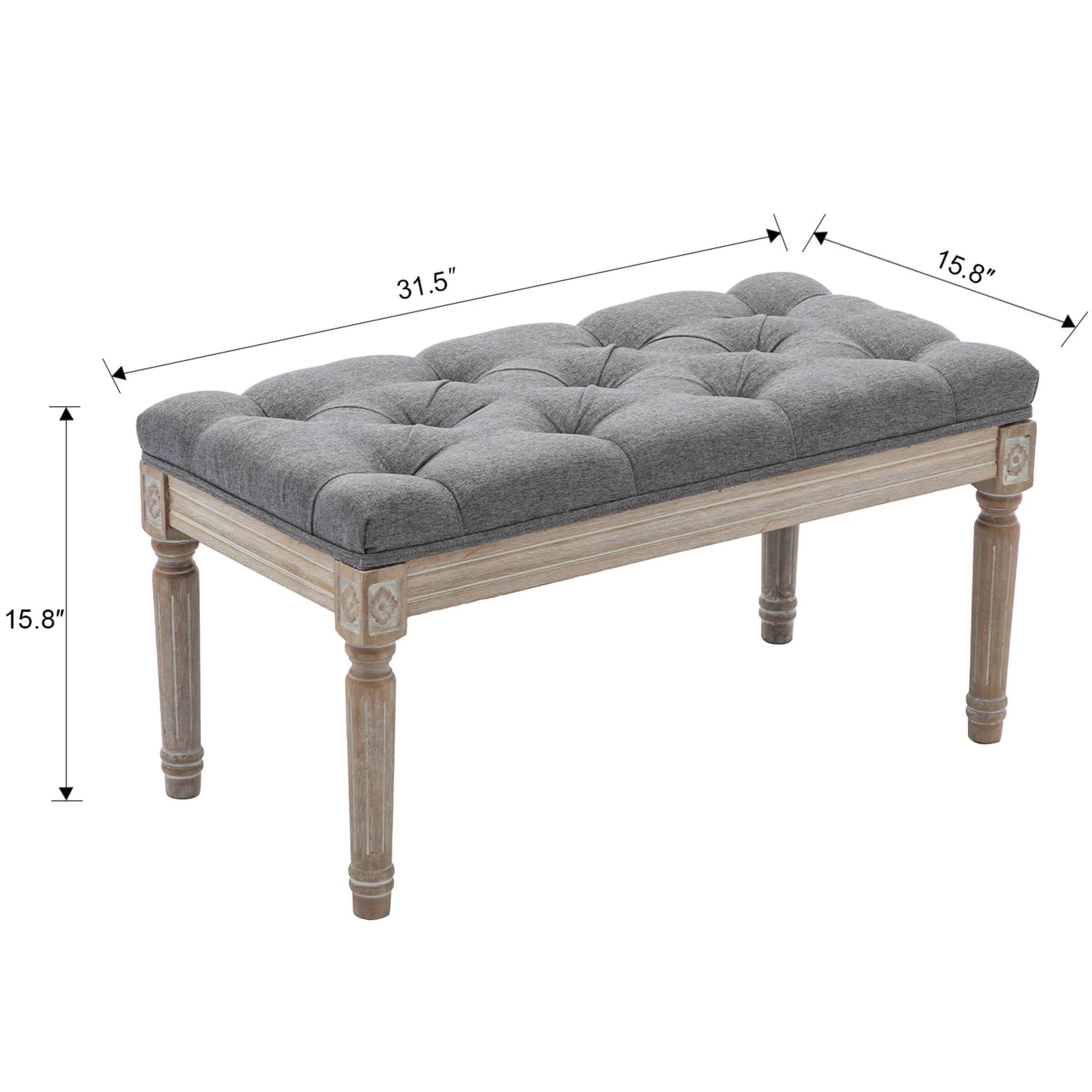 Kmax Fabric Wood Legs Dining Bench - 7537BH - Image 19