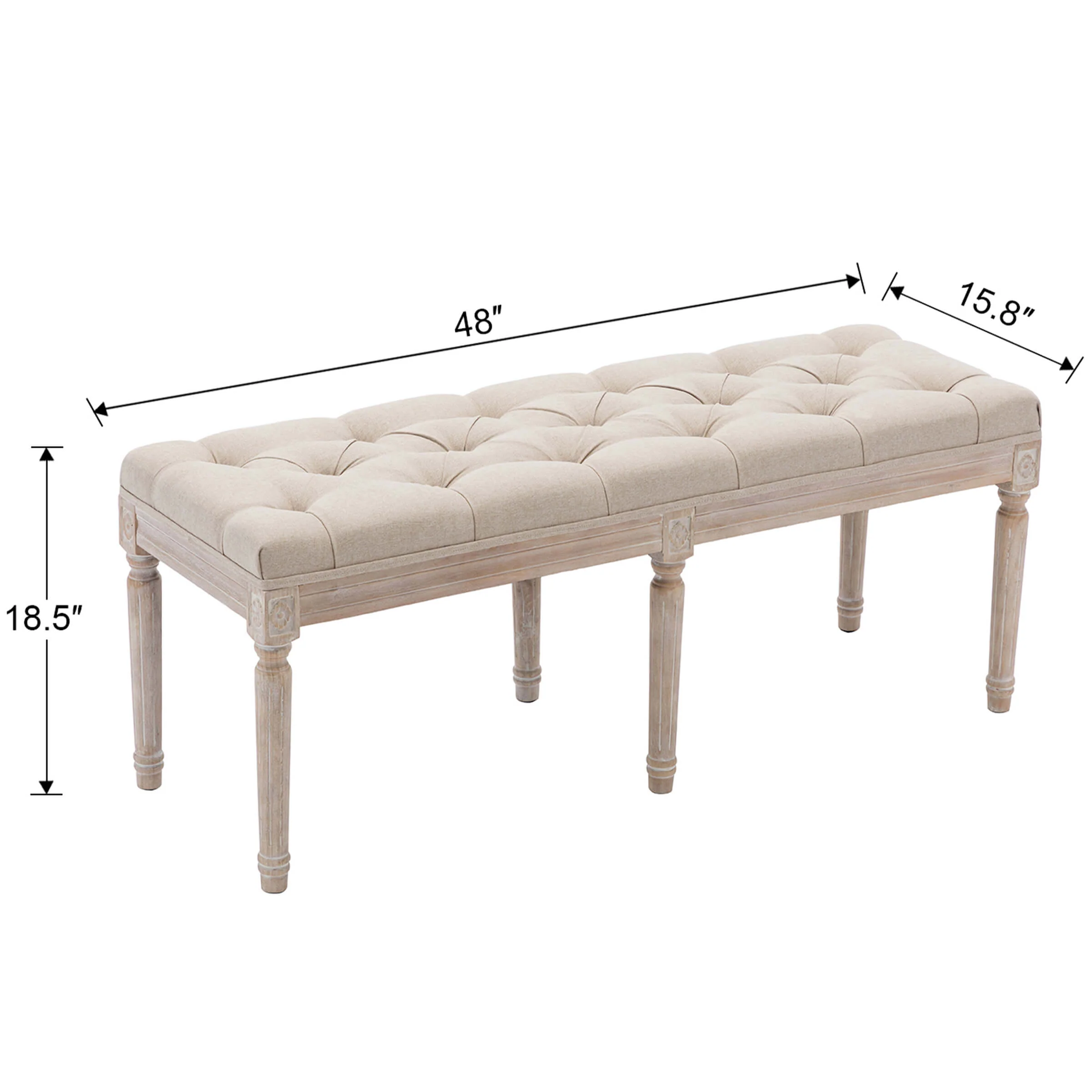 Kmax Fabric Wood Legs Dining Bench - 7537BH - Image 7