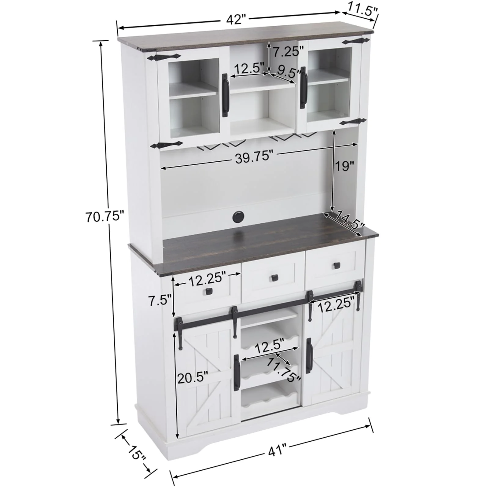 Farmhouse Coffee Bar Wine Cabinet - X158CB - Image 11