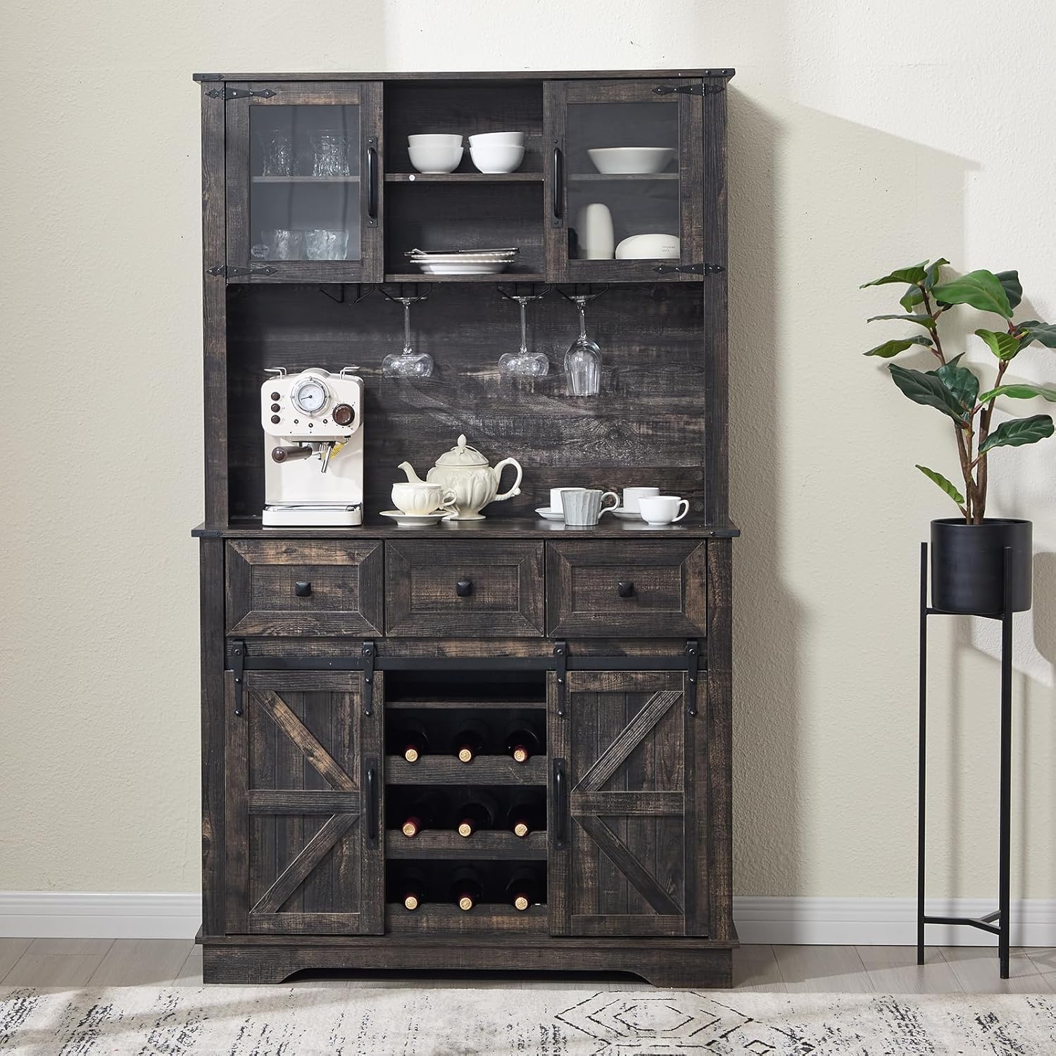 Farmhouse Coffee Bar Wine Cabinet - X158CB - Image 12