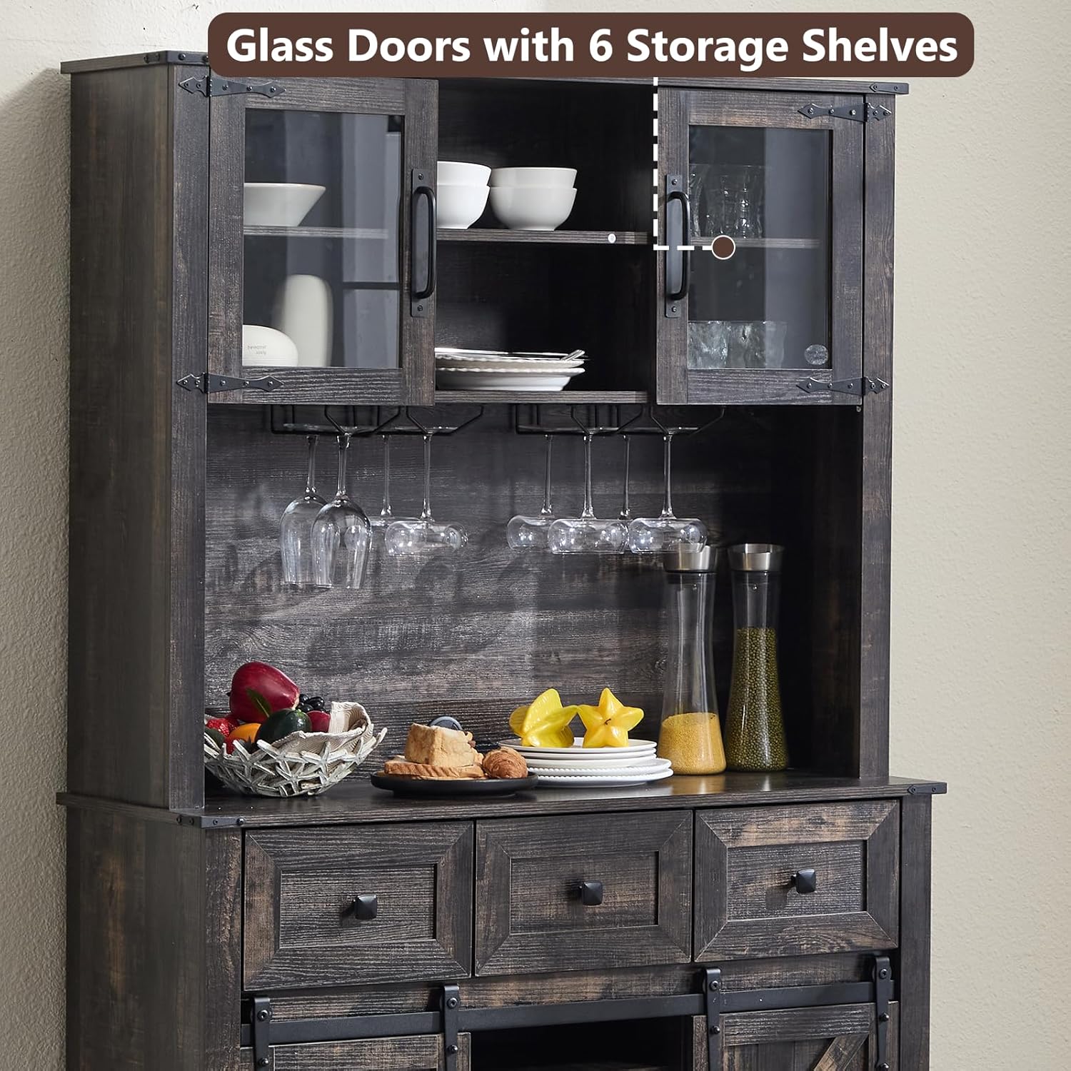 Farmhouse Coffee Bar Wine Cabinet - X158CB - Image 14