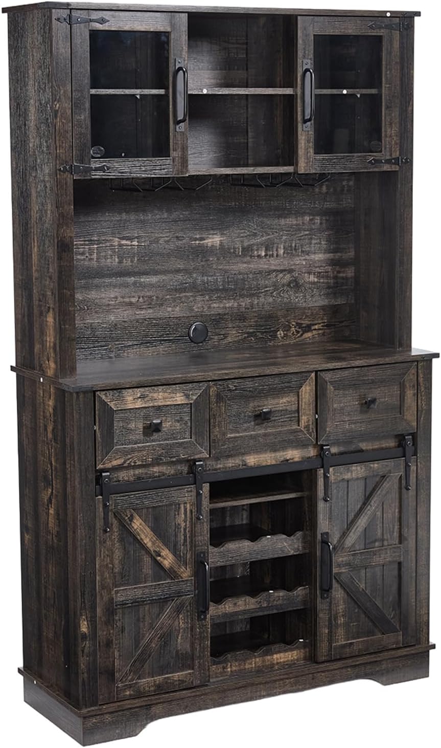 Farmhouse Coffee Bar Wine Cabinet - X158CB - Image 15
