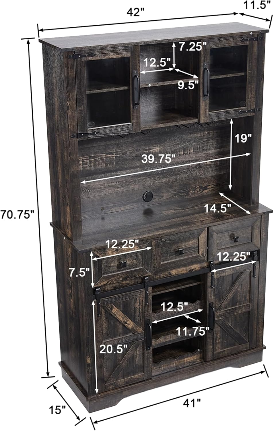 Farmhouse Coffee Bar Wine Cabinet - X158CB - Image 16
