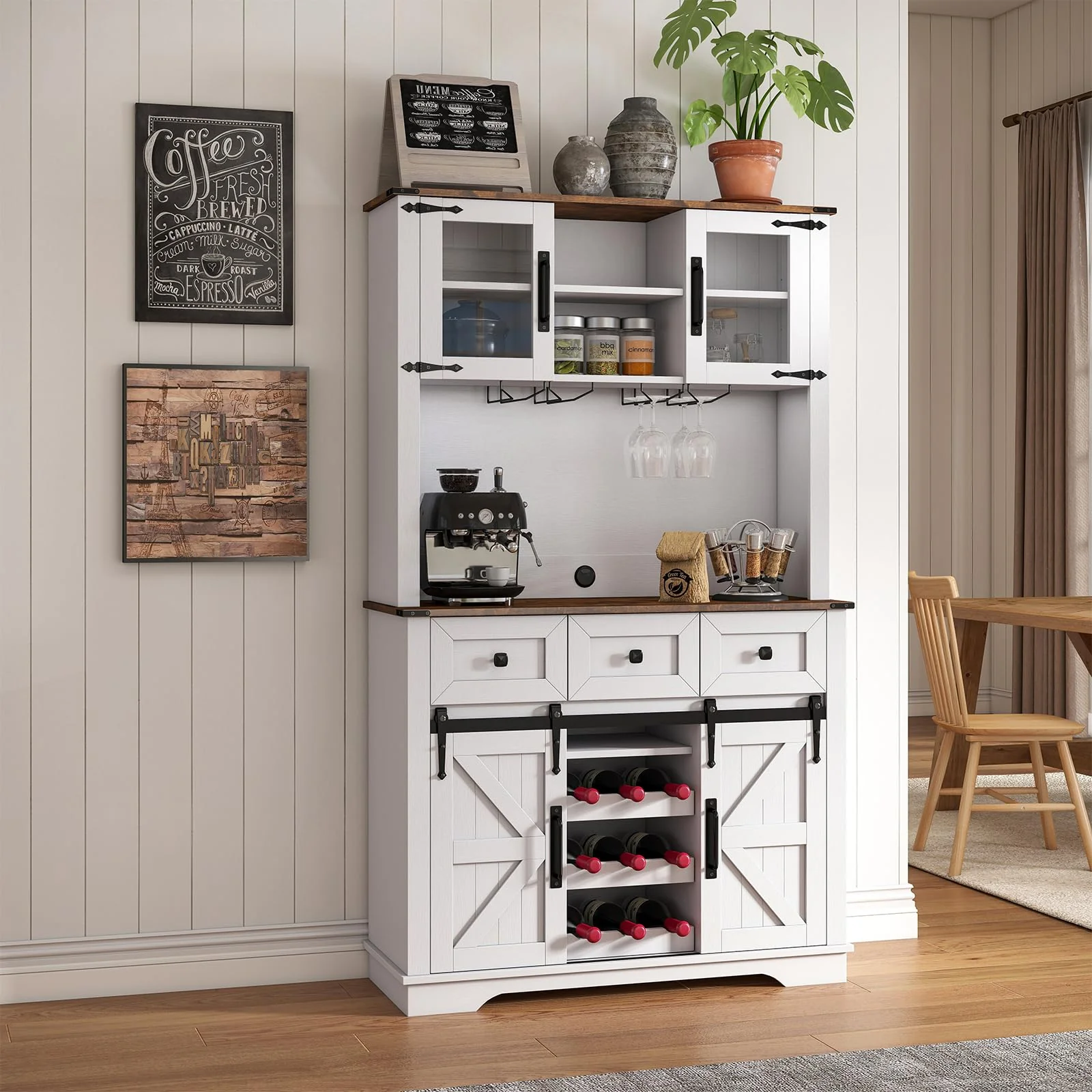 Farmhouse Coffee Bar Wine Cabinet - X158CB - Image 3