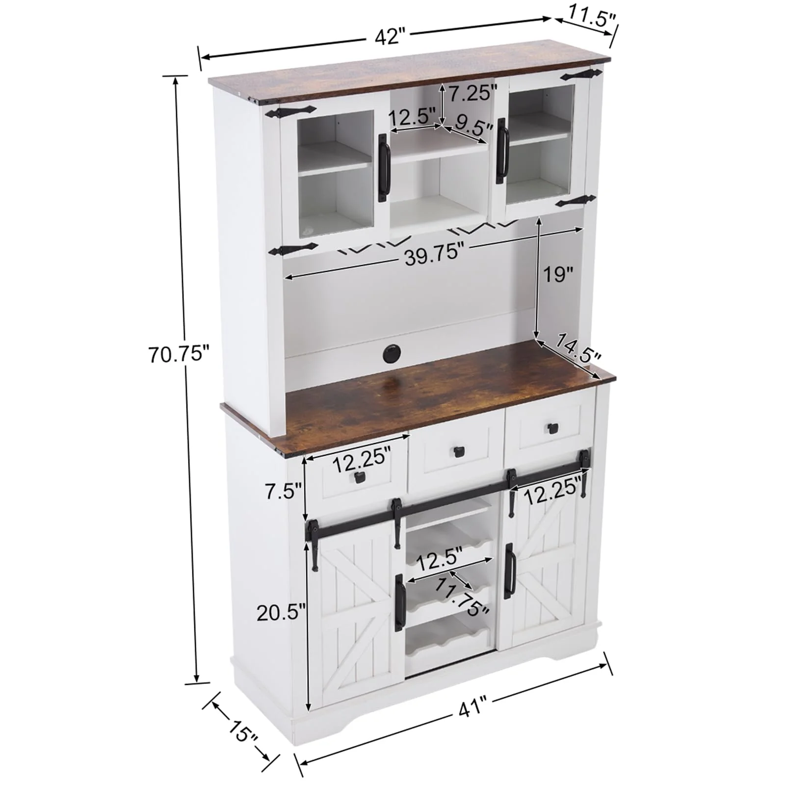 Farmhouse Coffee Bar Wine Cabinet - X158CB - Image 7