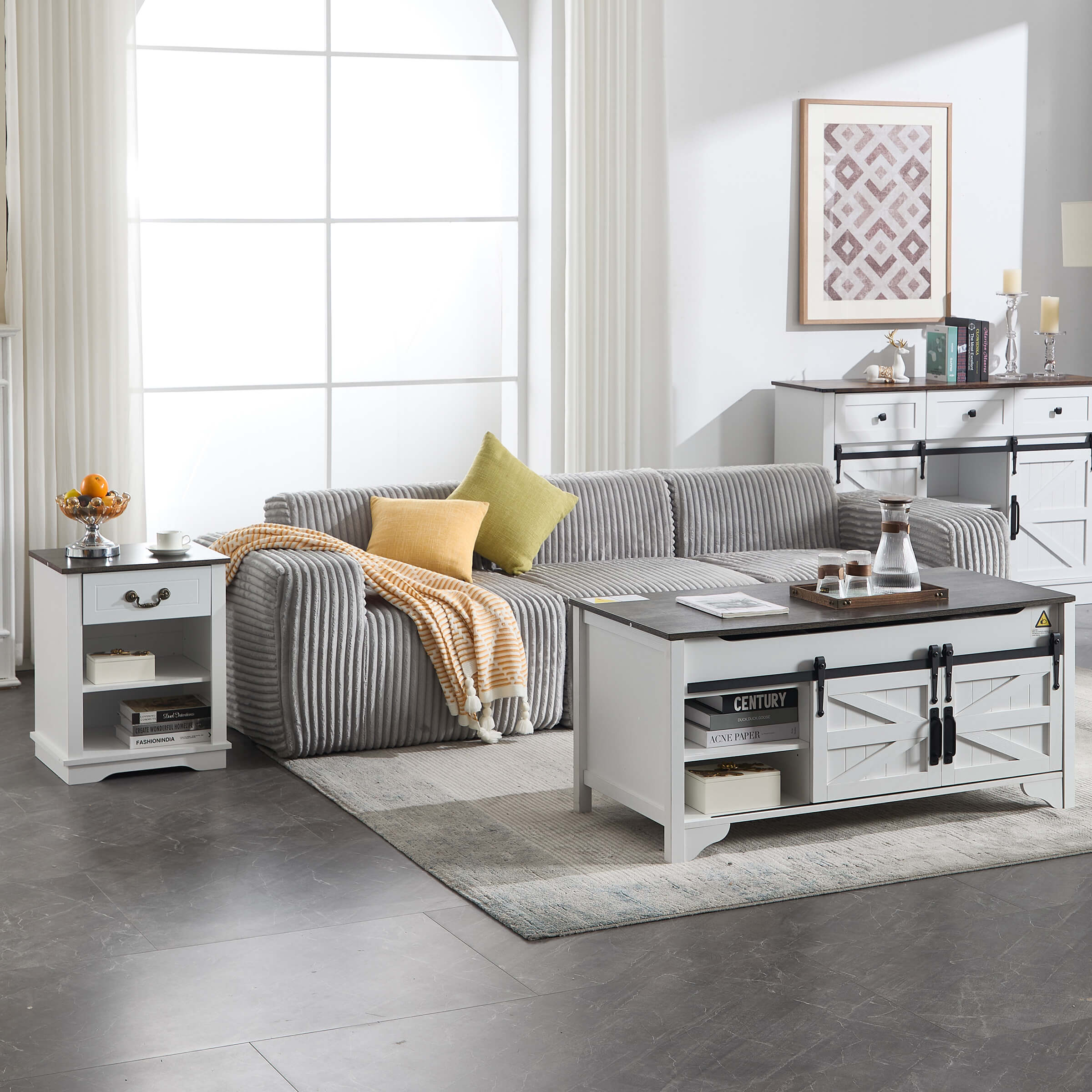 Farmhouse Nightstand with Drawer and Adjustable Shelf - XX162CB - Image 11