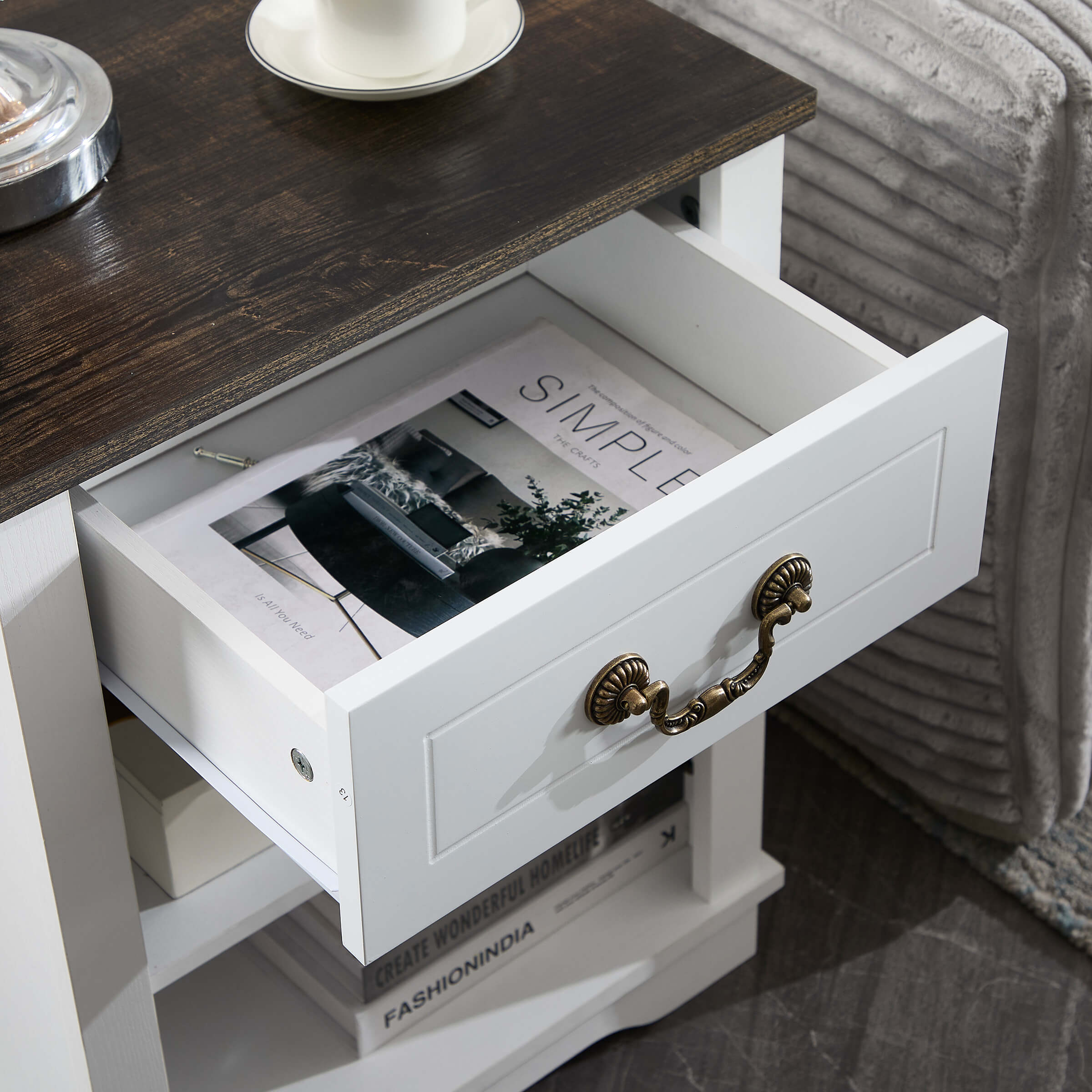 Farmhouse Nightstand with Drawer and Adjustable Shelf - XX162CB - Image 14