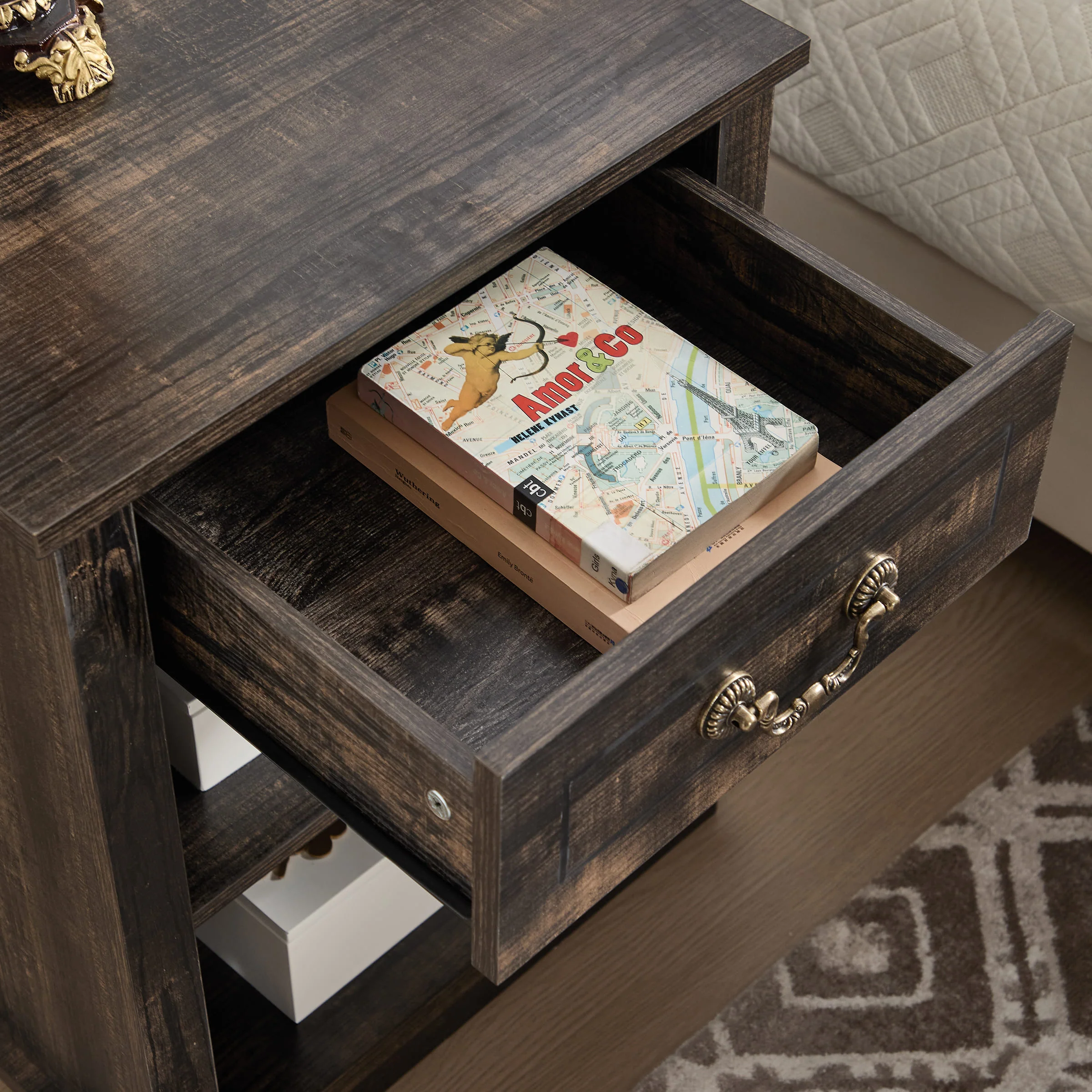 Farmhouse Nightstand with Drawer and Adjustable Shelf - XX162CB - Image 17