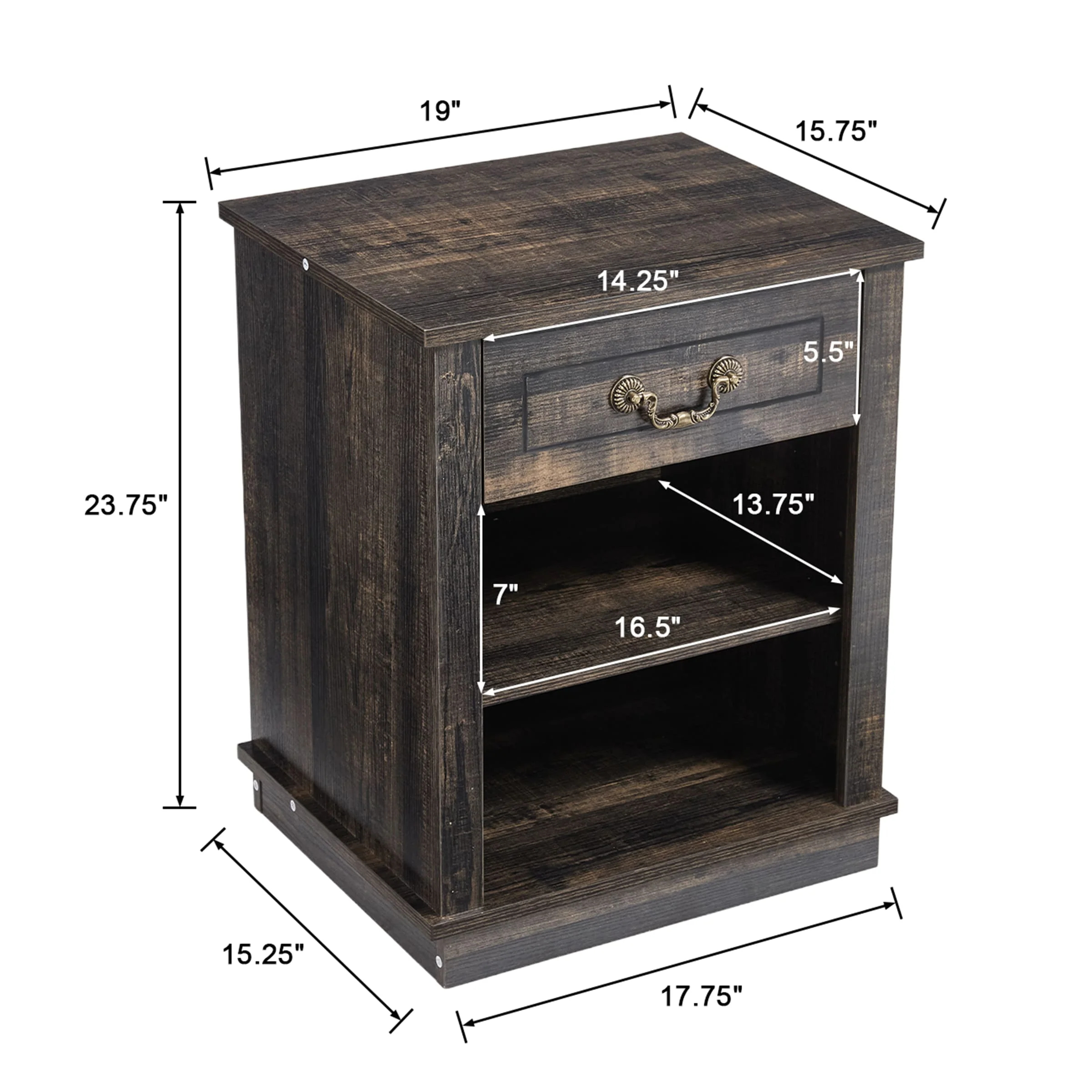 Farmhouse Nightstand with Drawer and Adjustable Shelf - XX162CB - Image 20