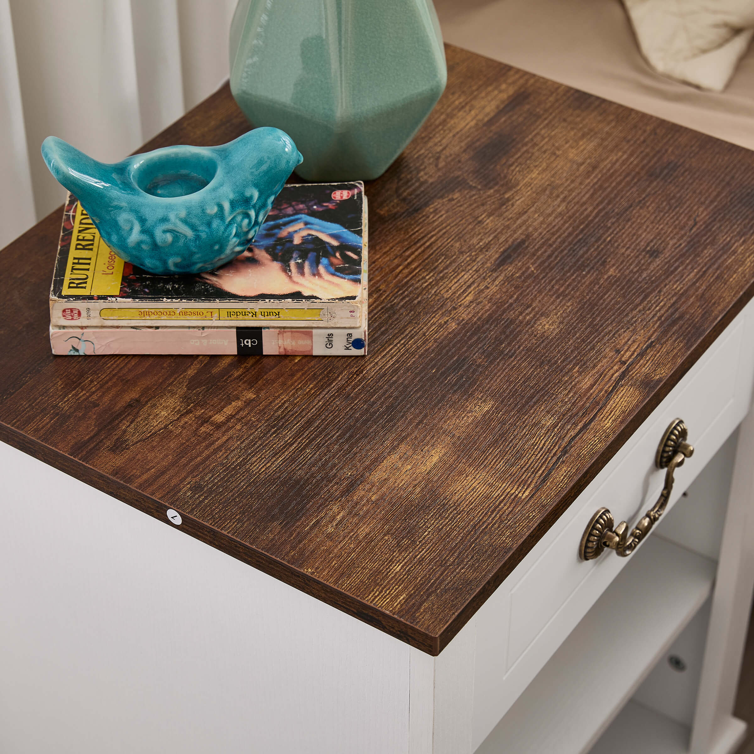 Farmhouse Nightstand with Drawer and Adjustable Shelf - XX162CB - Image 6