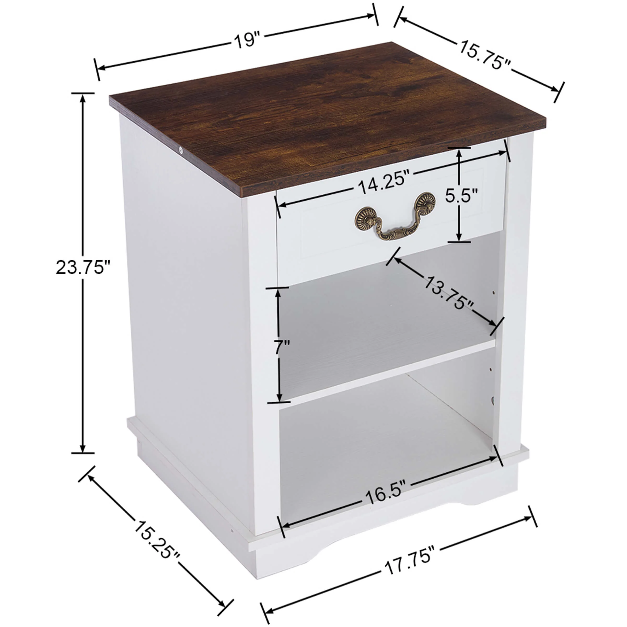 Farmhouse Nightstand with Drawer and Adjustable Shelf - XX162CB - Image 8