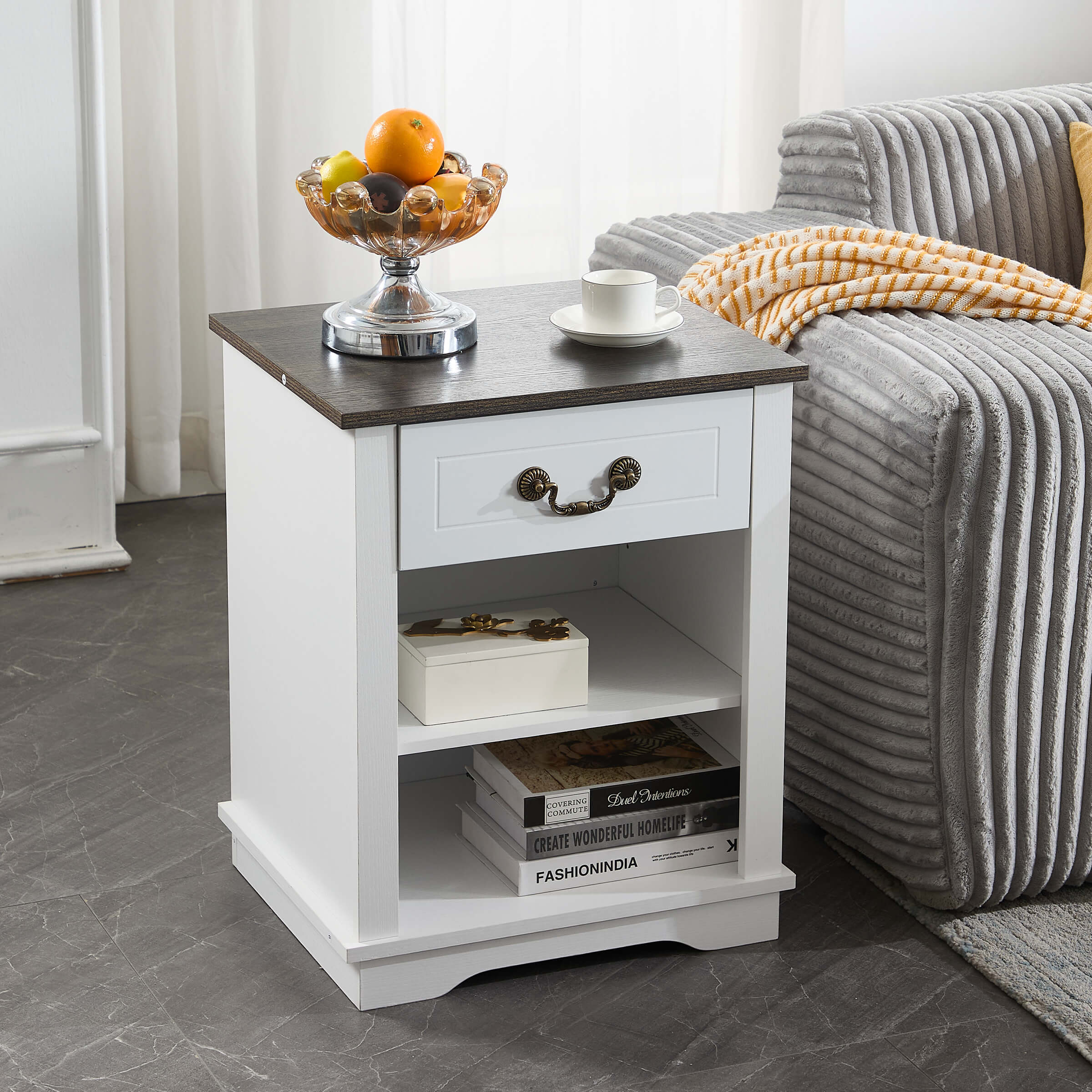 Farmhouse Nightstand with Drawer and Adjustable Shelf - XX162CB - Image 9