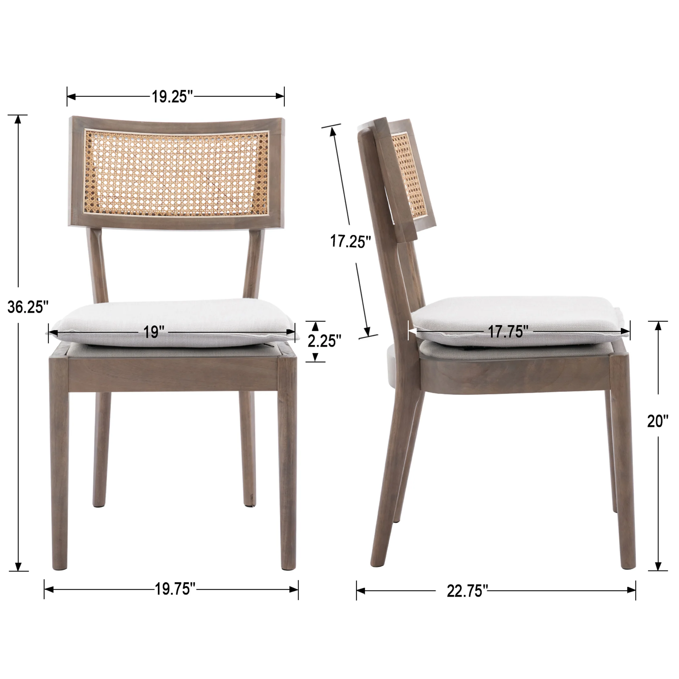 Farmhouse Rattan Back Dining Chairs- 1821DC - Image 6