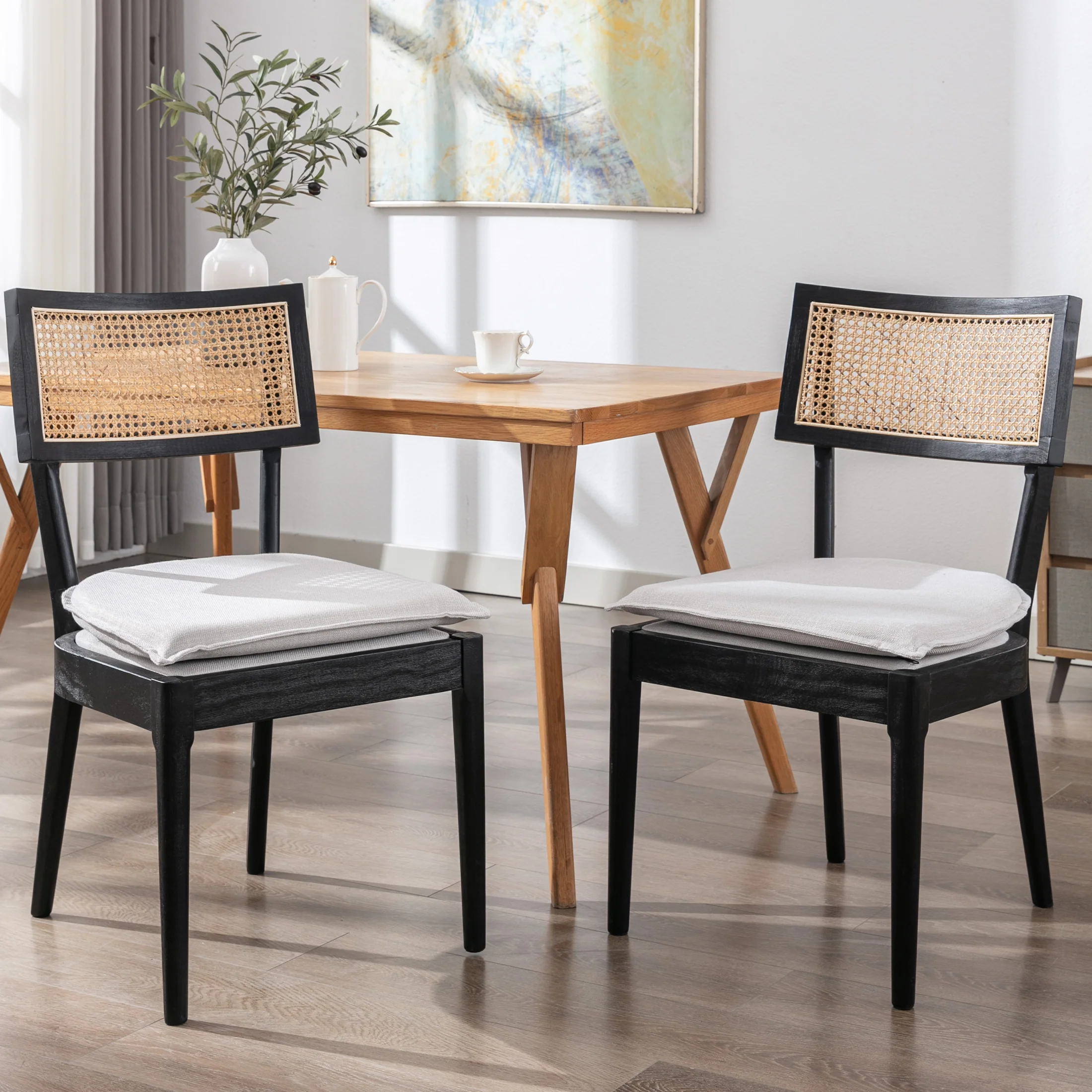 Farmhouse Rattan Back Dining Chairs- 1821DC - Image 8