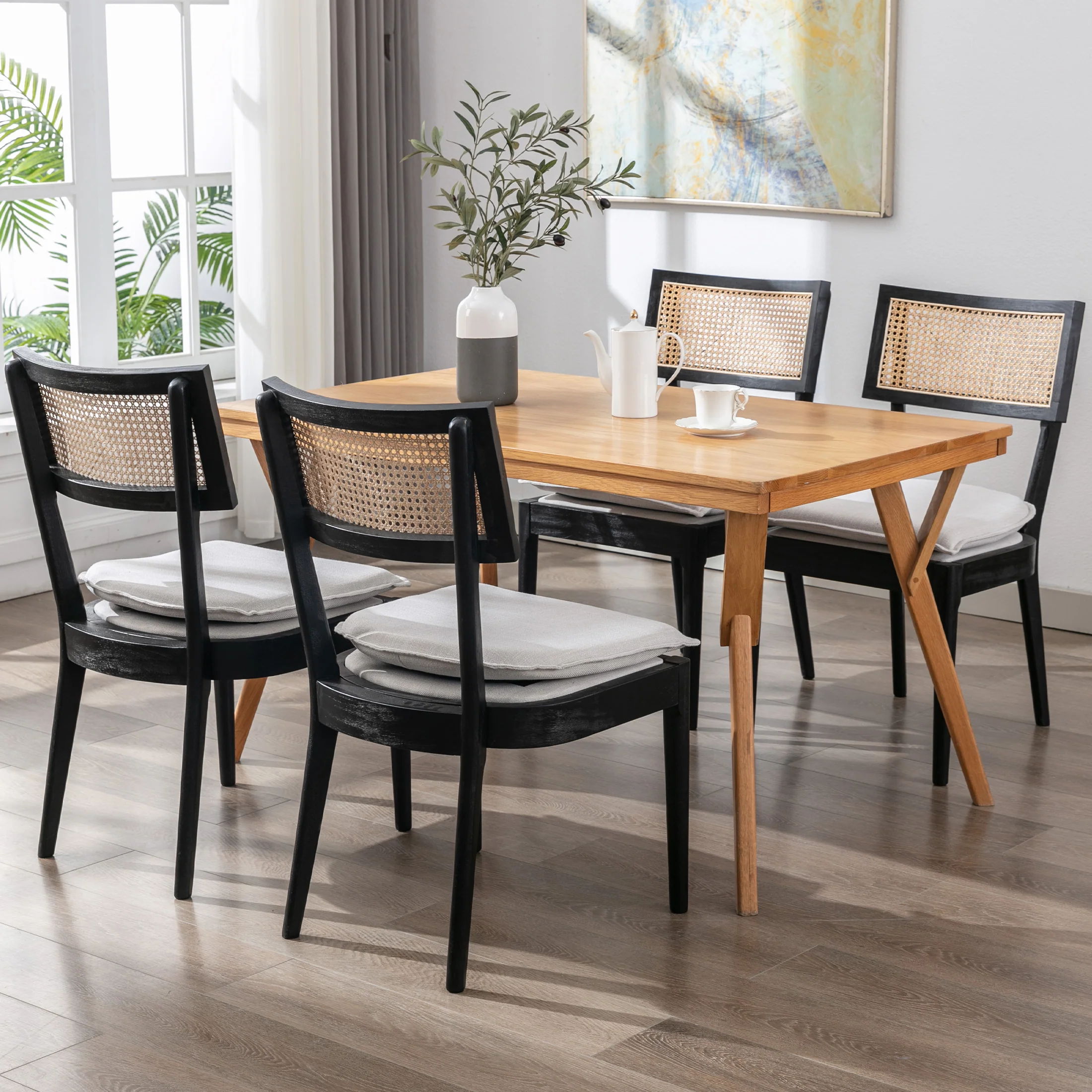 Farmhouse Rattan Back Dining Chairs- 1821DC - Image 9