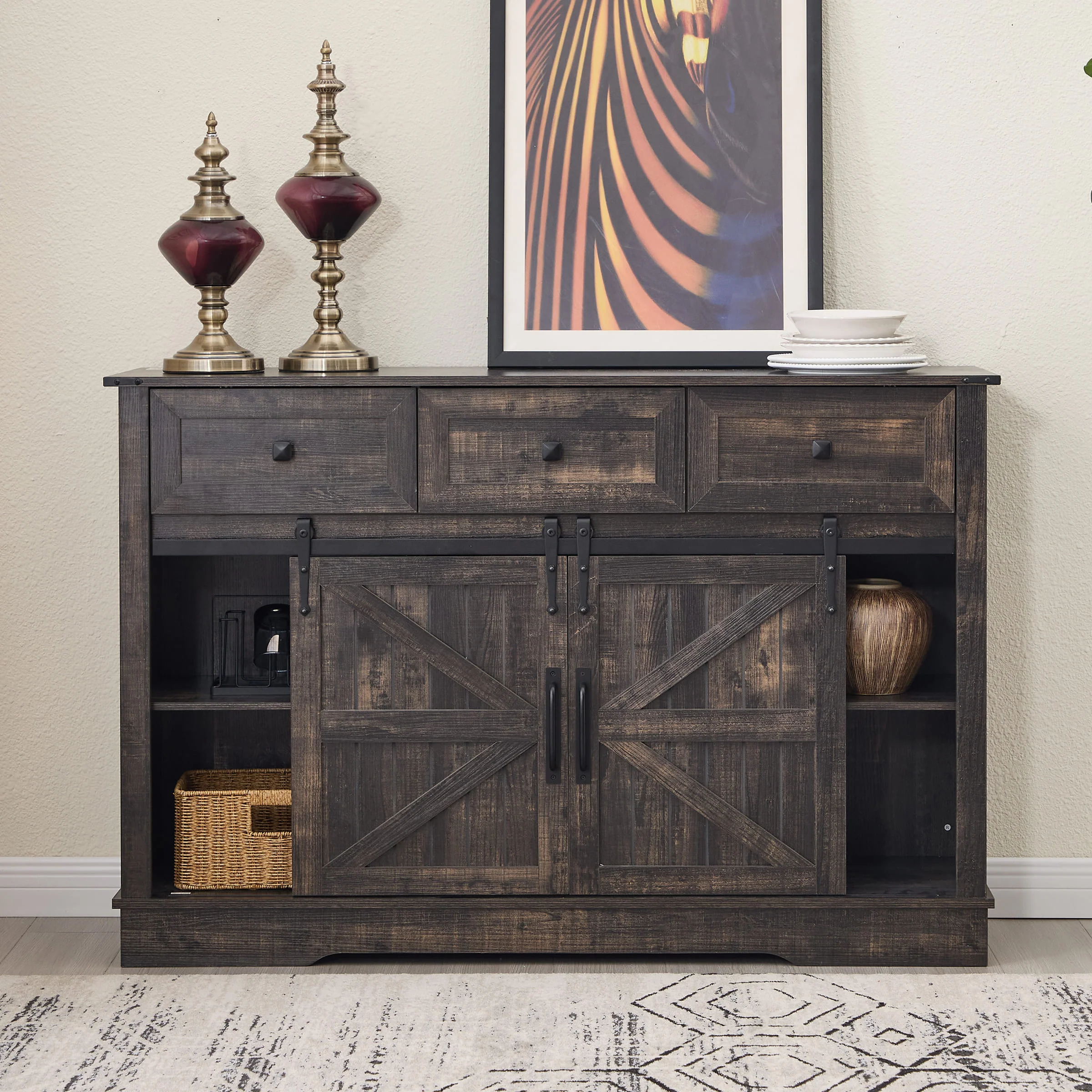 54"L Sideboard with Wine Rack and Storage Buffet Cabinet - XX157CB - Image 17
