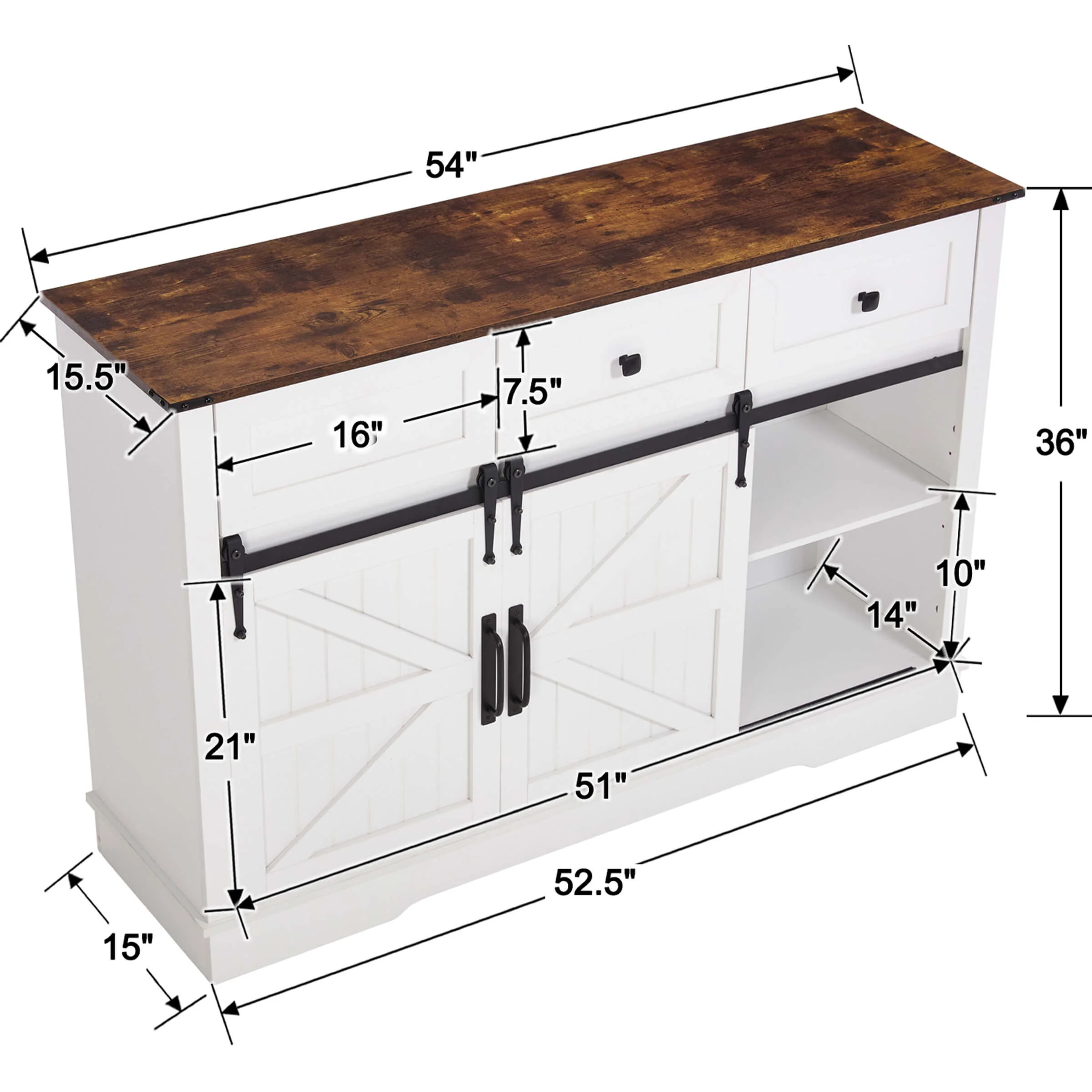 54"L Sideboard with Wine Rack and Storage Buffet Cabinet - XX157CB - Image 7