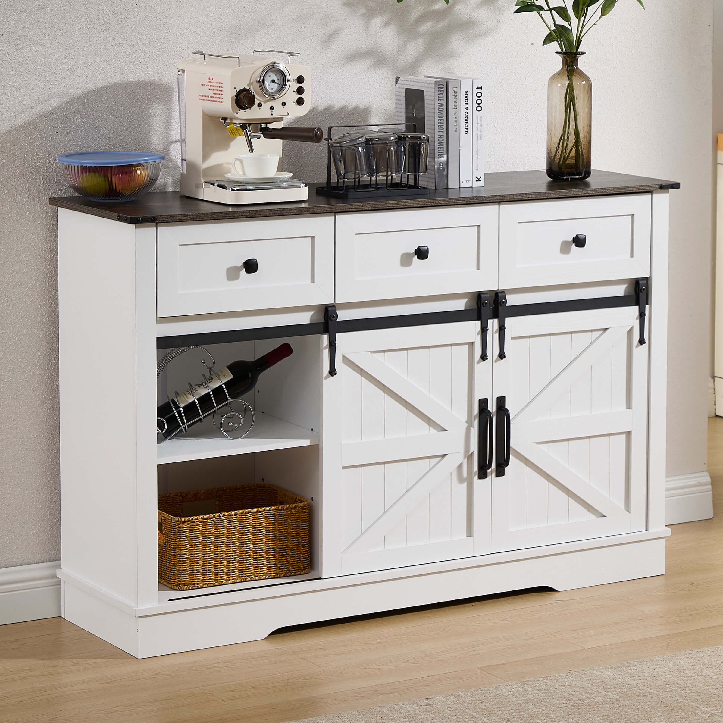 54"L Sideboard with Wine Rack and Storage Buffet Cabinet - XX157CB - Image 8