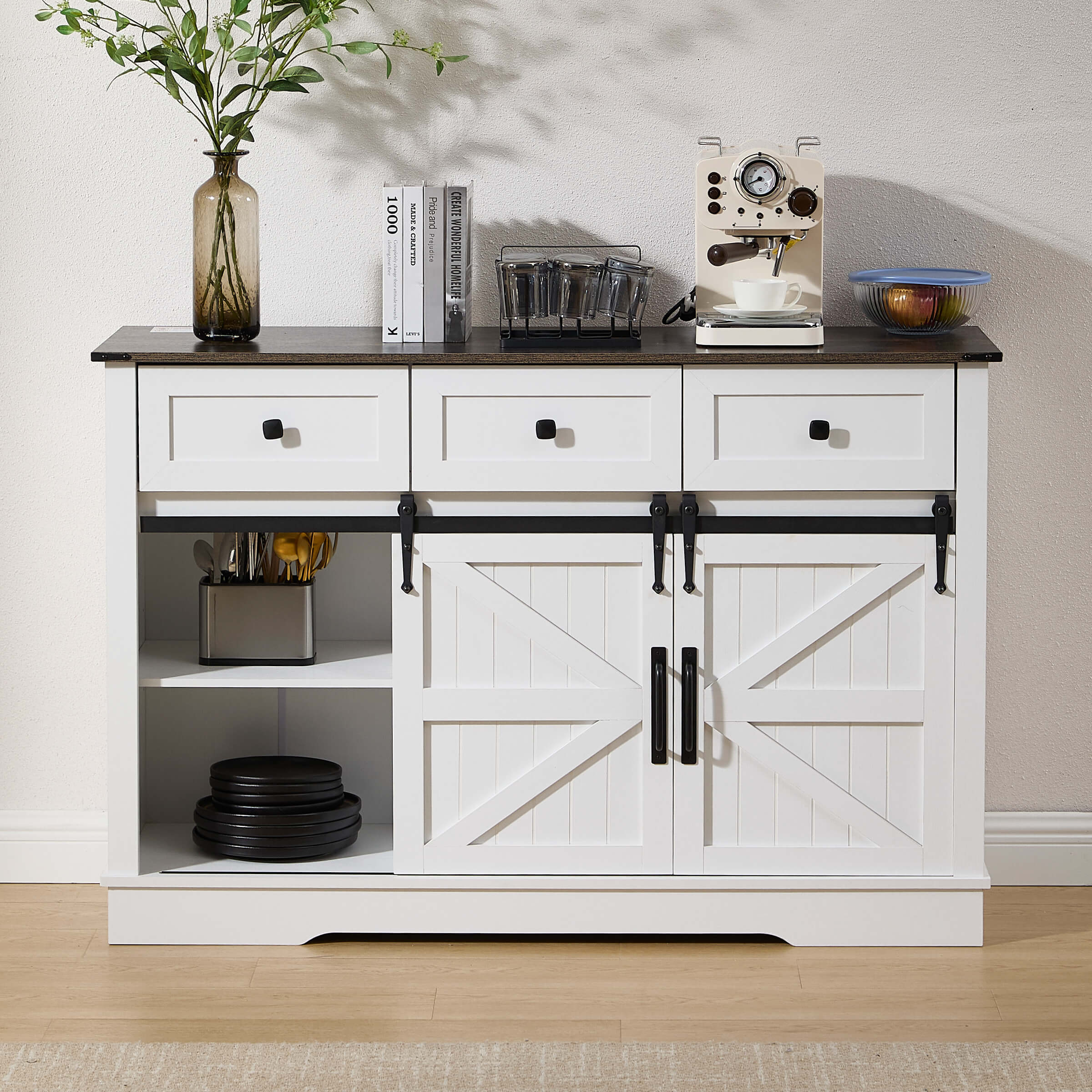 54"L Sideboard with Wine Rack and Storage Buffet Cabinet - XX157CB - Image 9