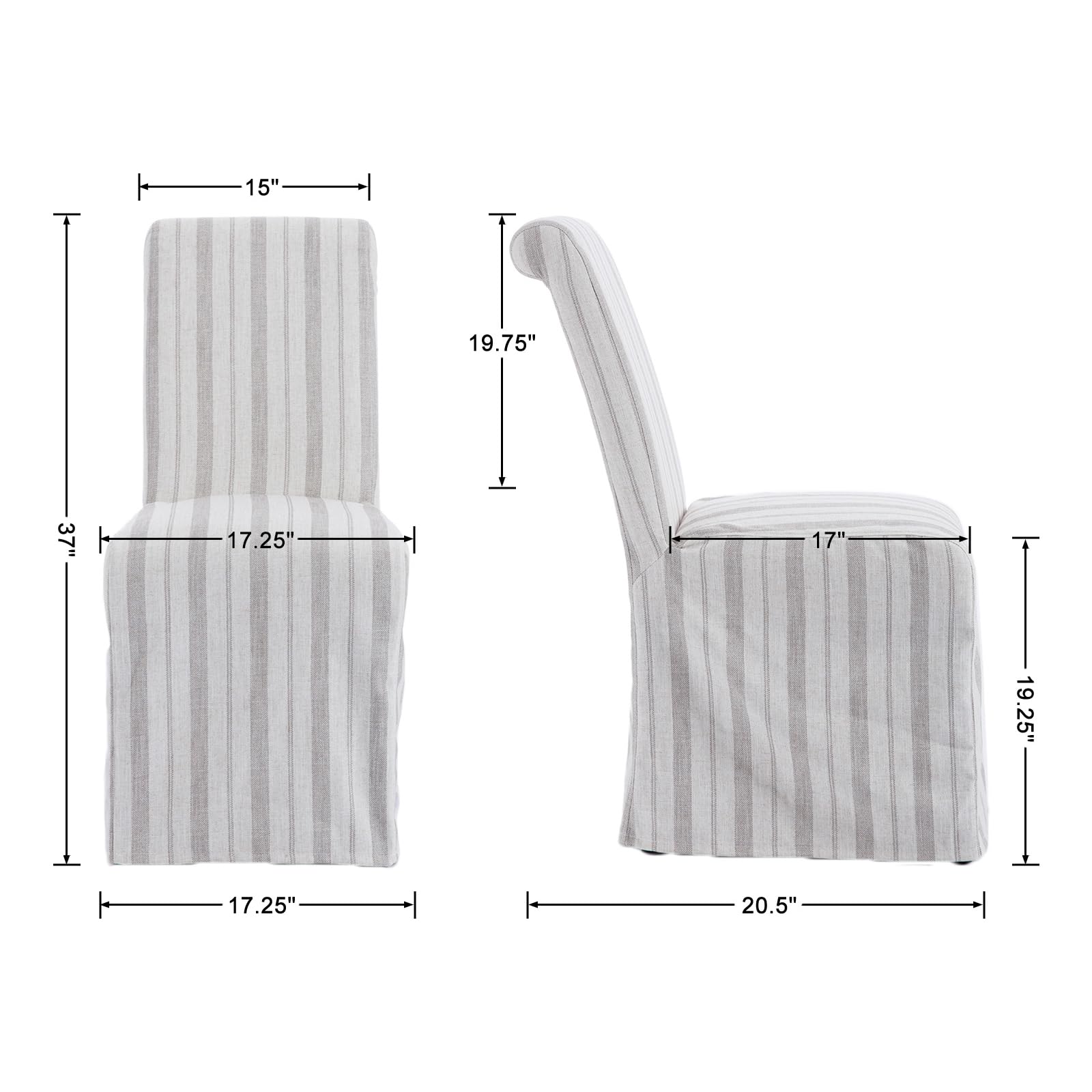 Linen Slipcovered Dining Chairs Set of 2 - 70761DC - Image 10