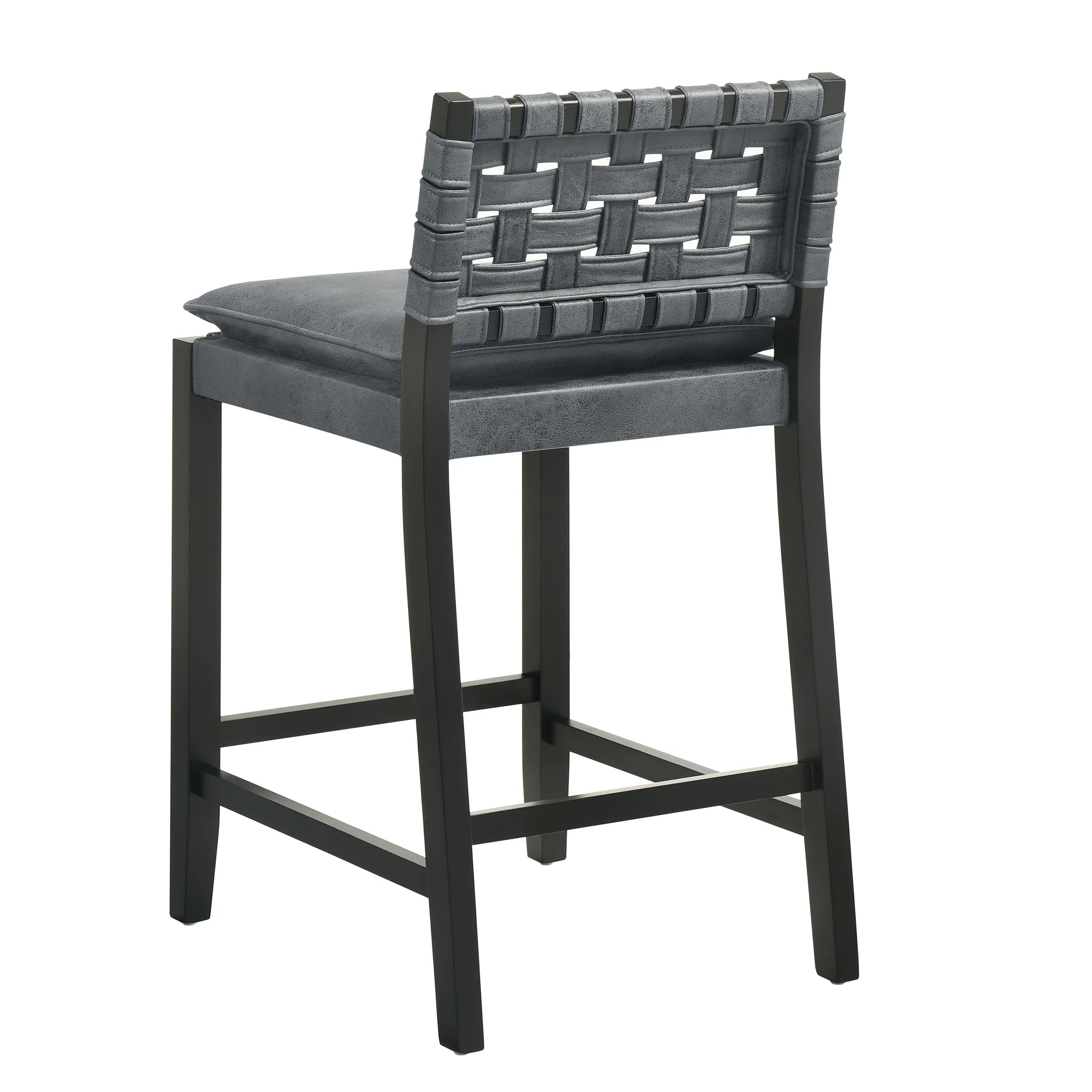 Mid Century Leather Rattan Bar Stools Set of 2 - 50080CS - Image 17