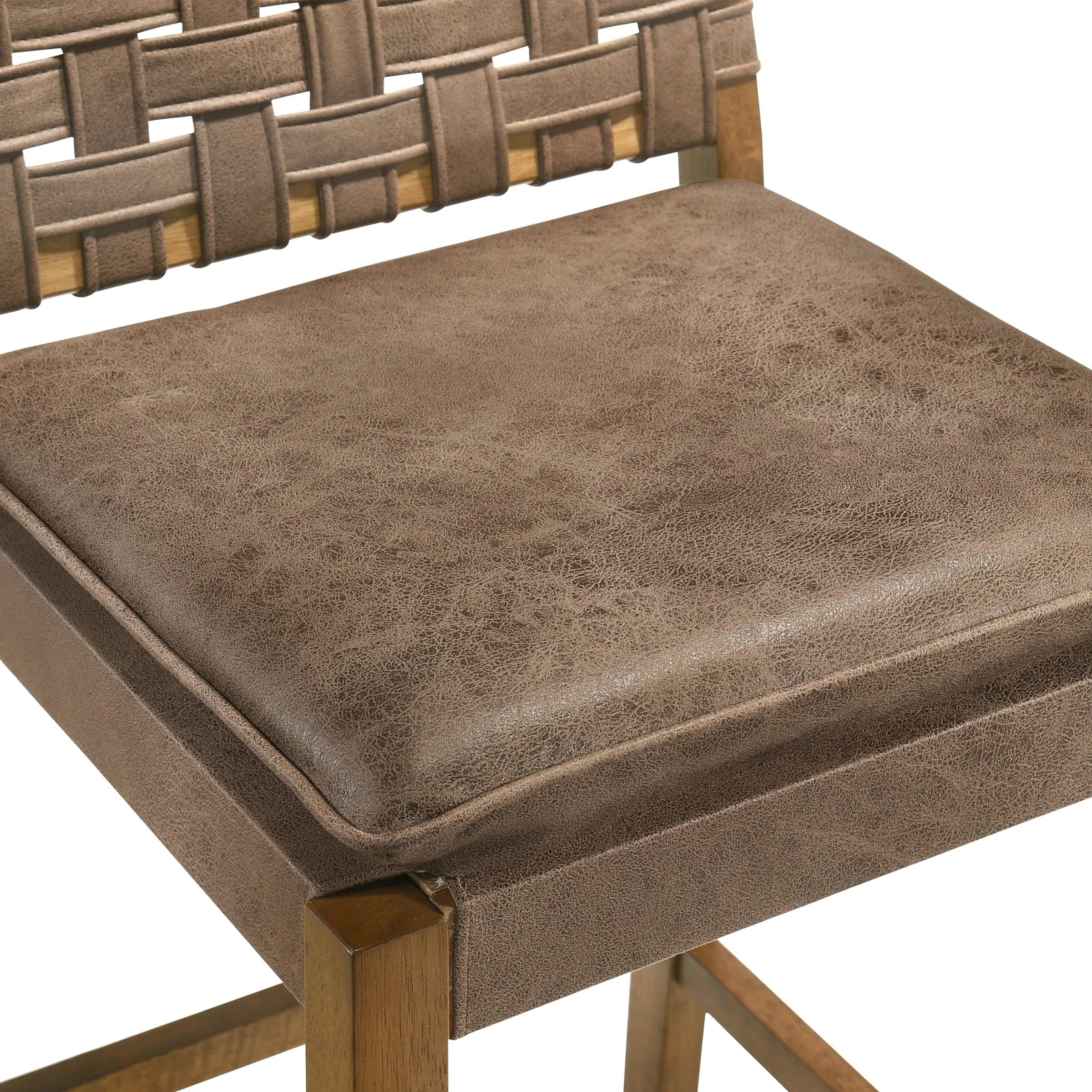 Mid Century Leather Rattan Bar Stools Set of 2 - 50080CS - Image 4