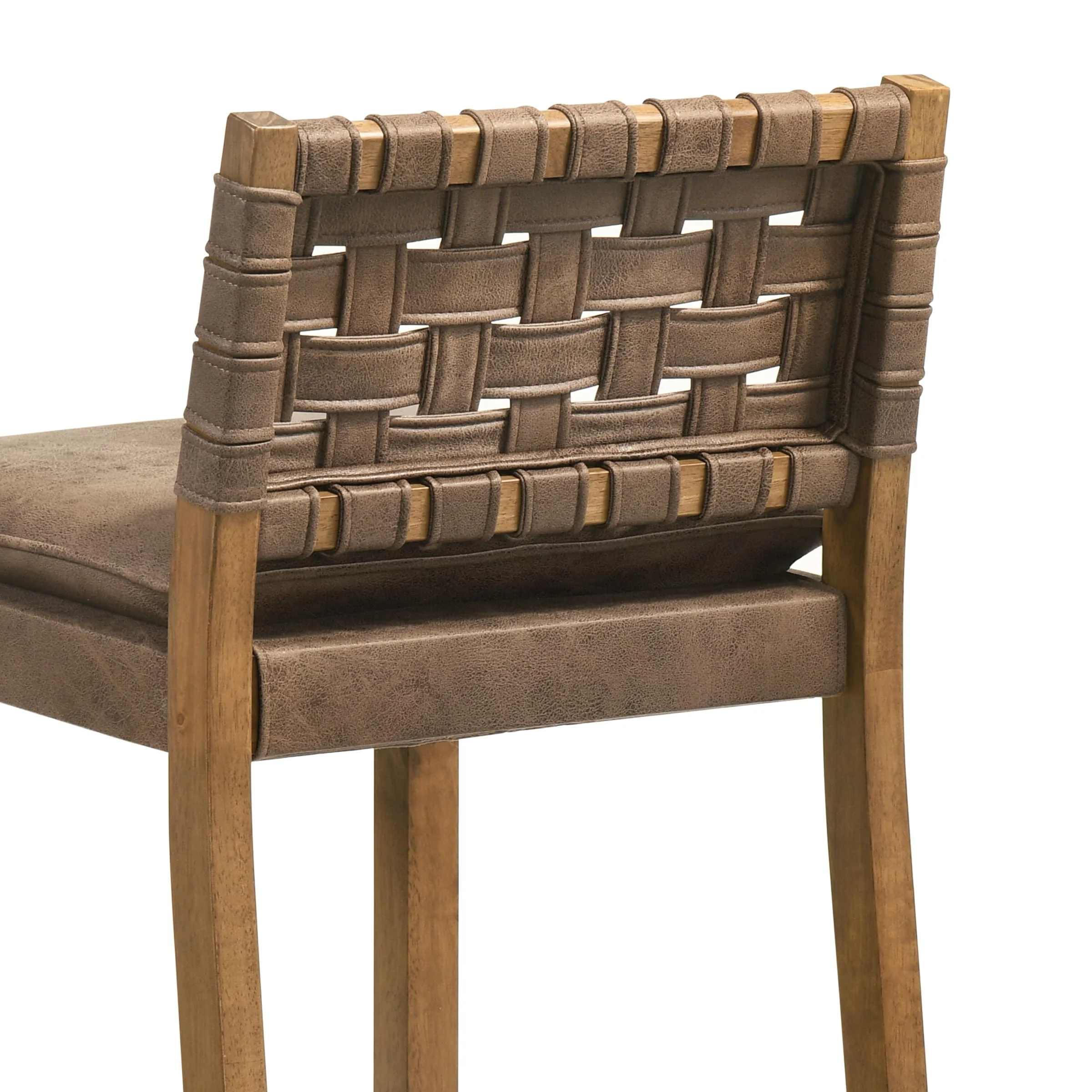 Mid Century Leather Rattan Bar Stools Set of 2 - 50080CS - Image 6