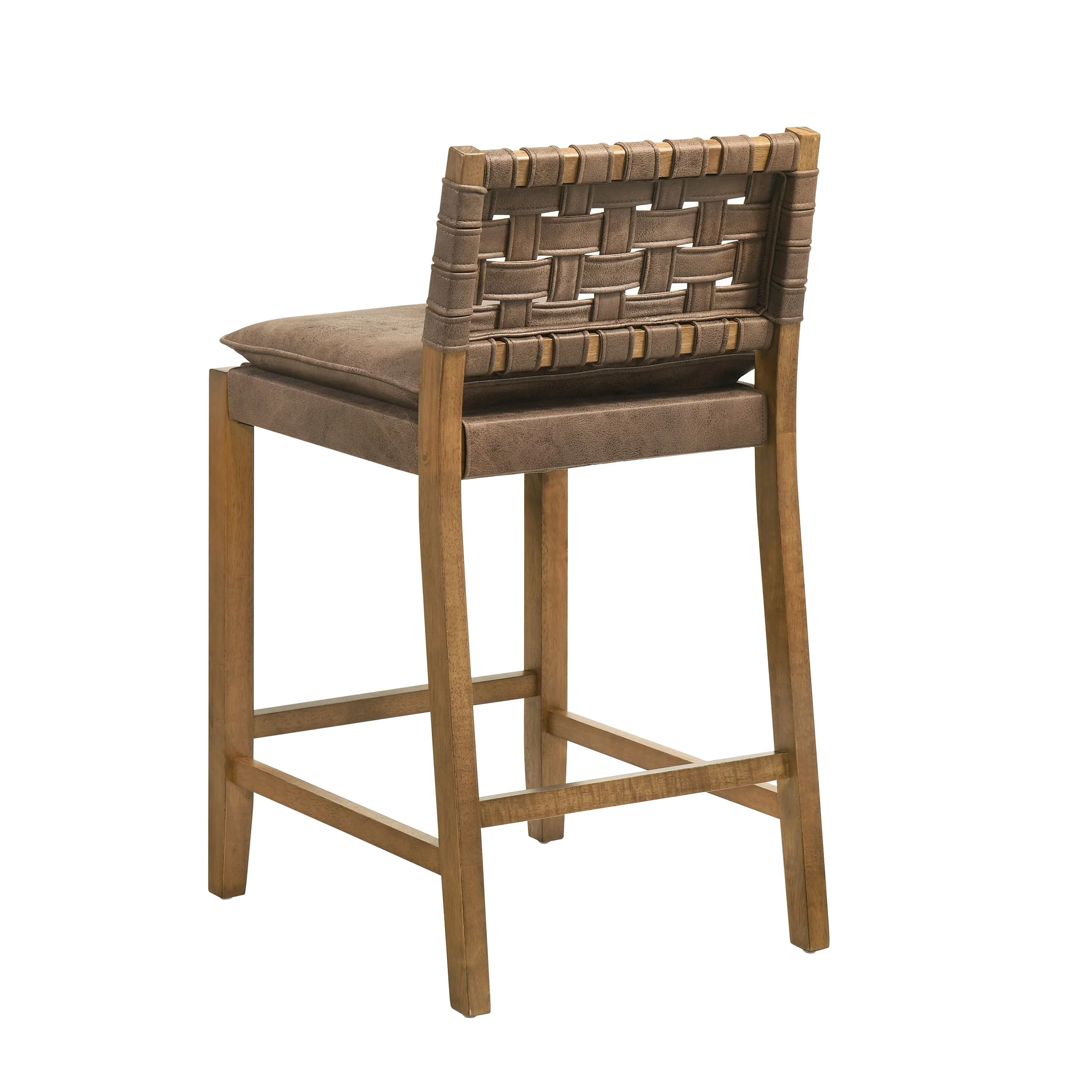 Mid Century Leather Rattan Bar Stools Set of 2 - 50080CS - Image 8