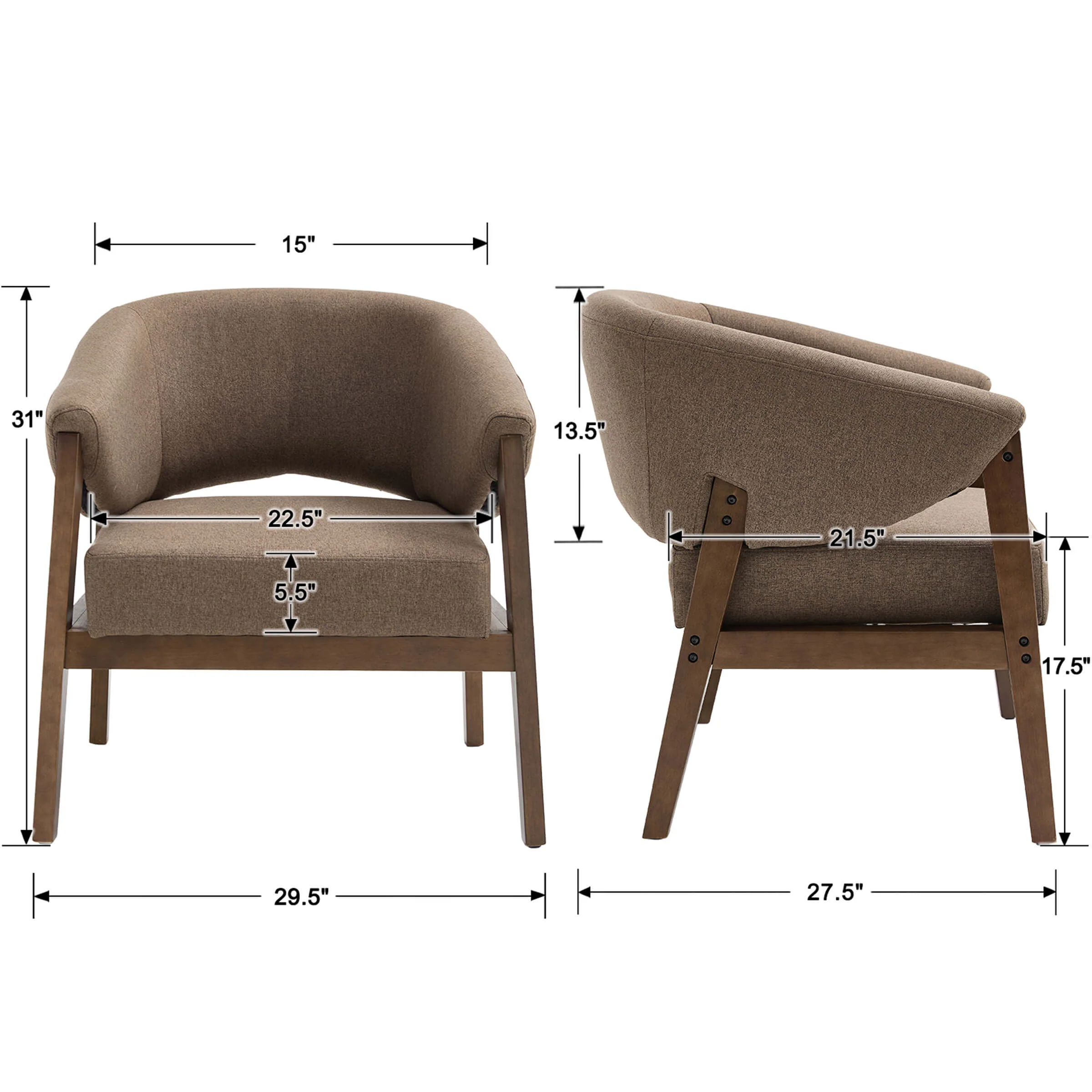 Accent Chair with Walnut Wood Legs 1 PCS - 30014AC - Image 14