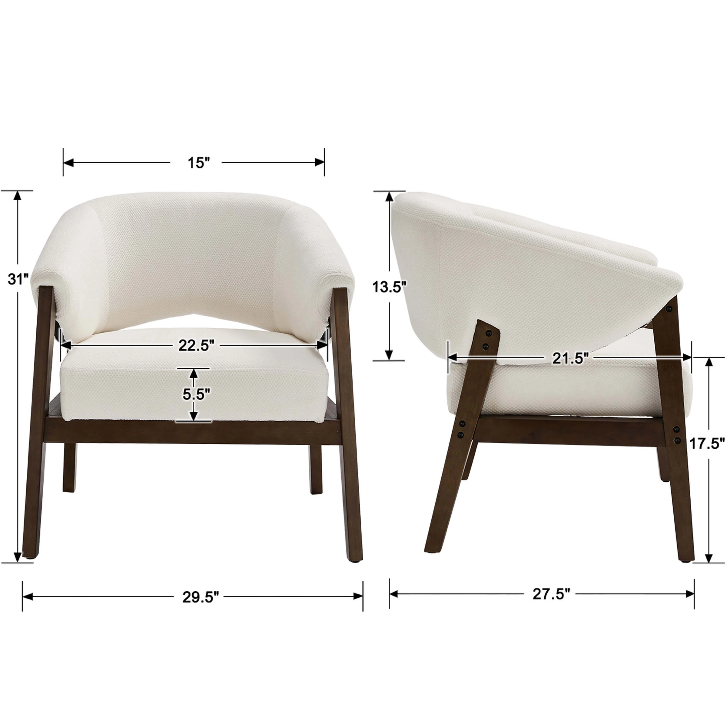 Accent Chair with Walnut Wood Legs 1 PCS - 30014AC - Image 21