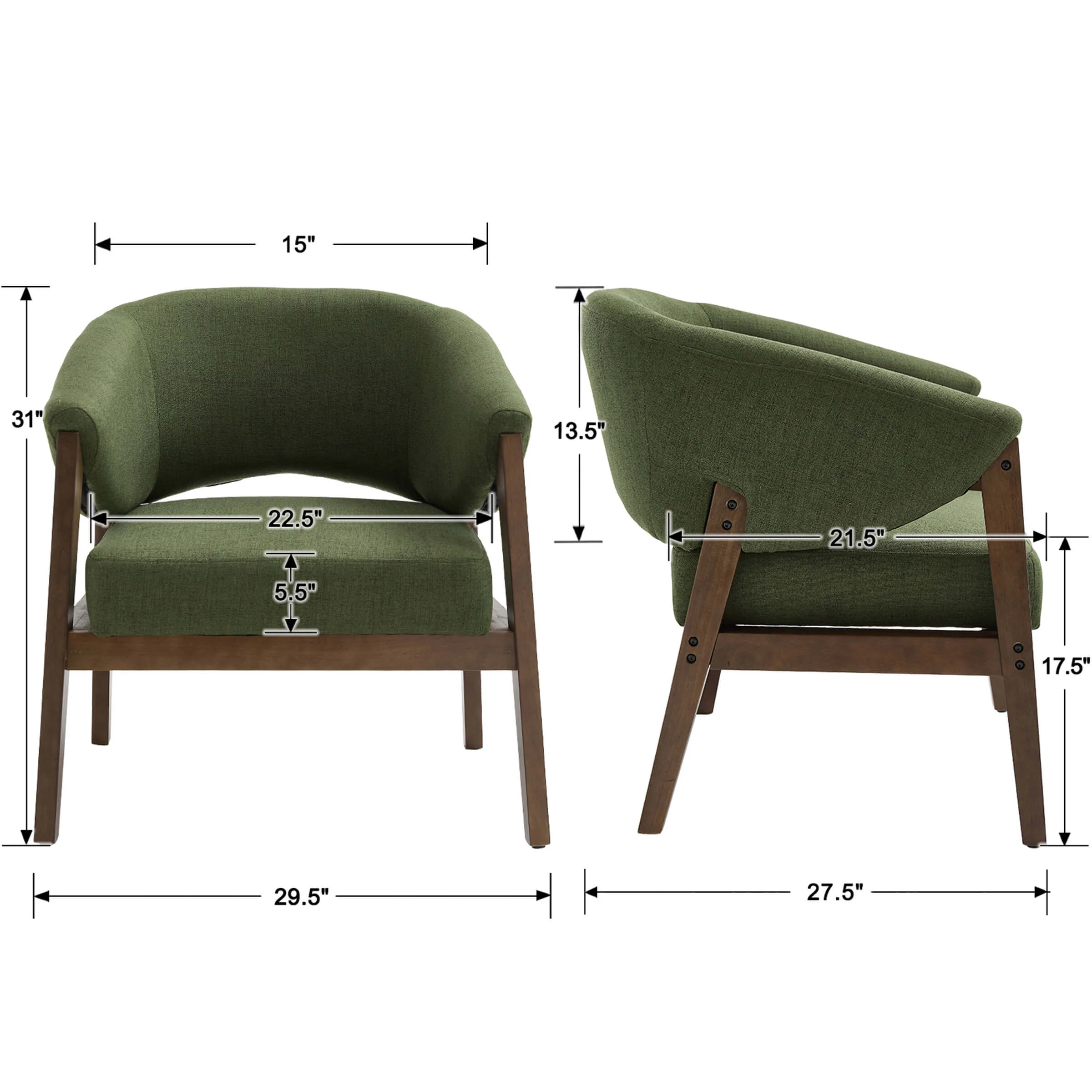 Accent Chair with Walnut Wood Legs 1 PCS - 30014AC - Image 7