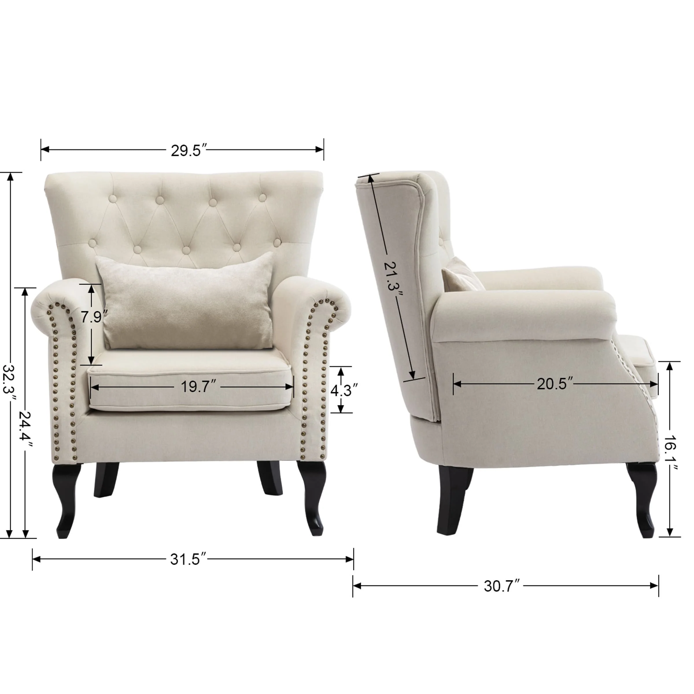 Wingback Tufted Accent Chair - XXX1AC - Image 10