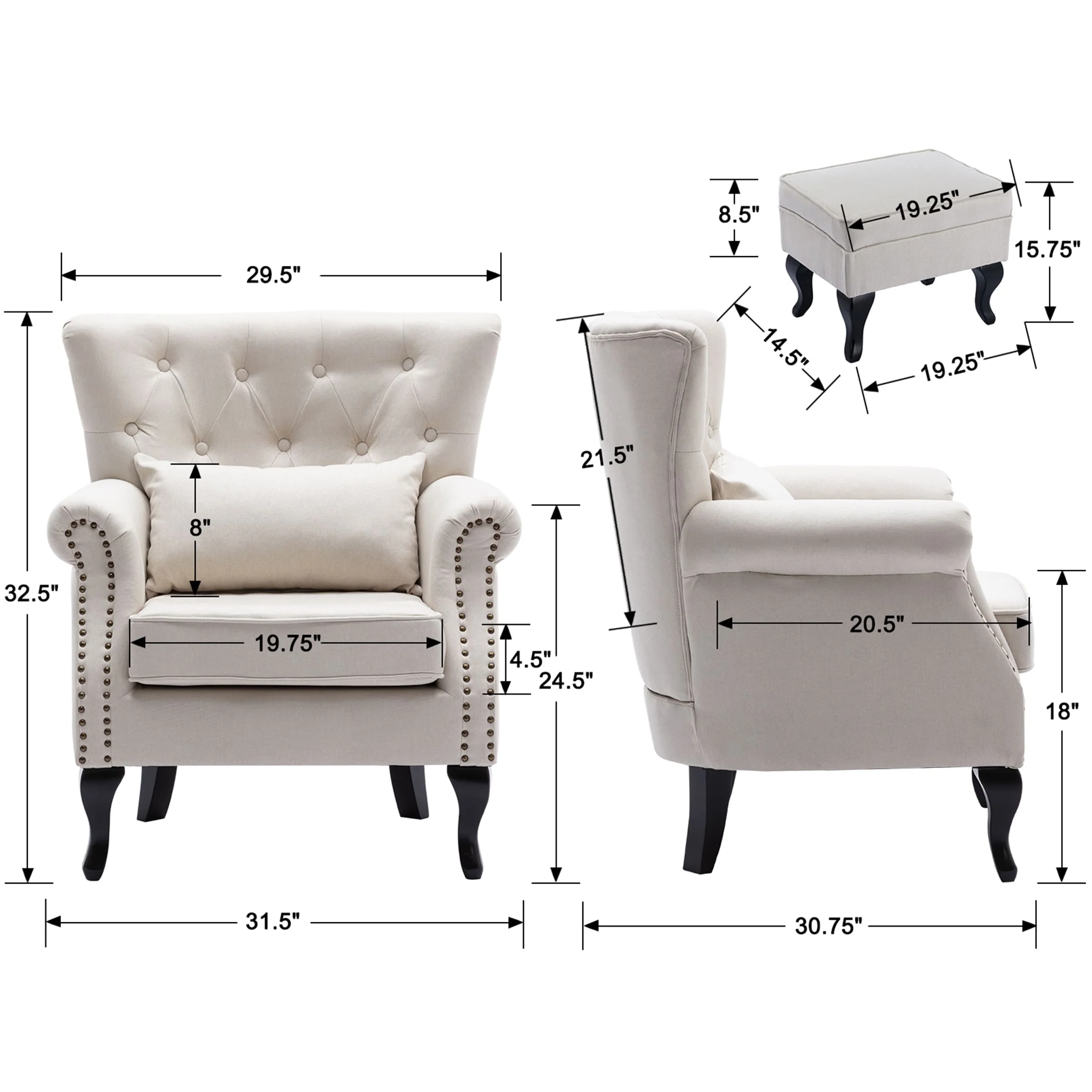 Wingback Tufted Accent Chair - XXX1AC - Image 15