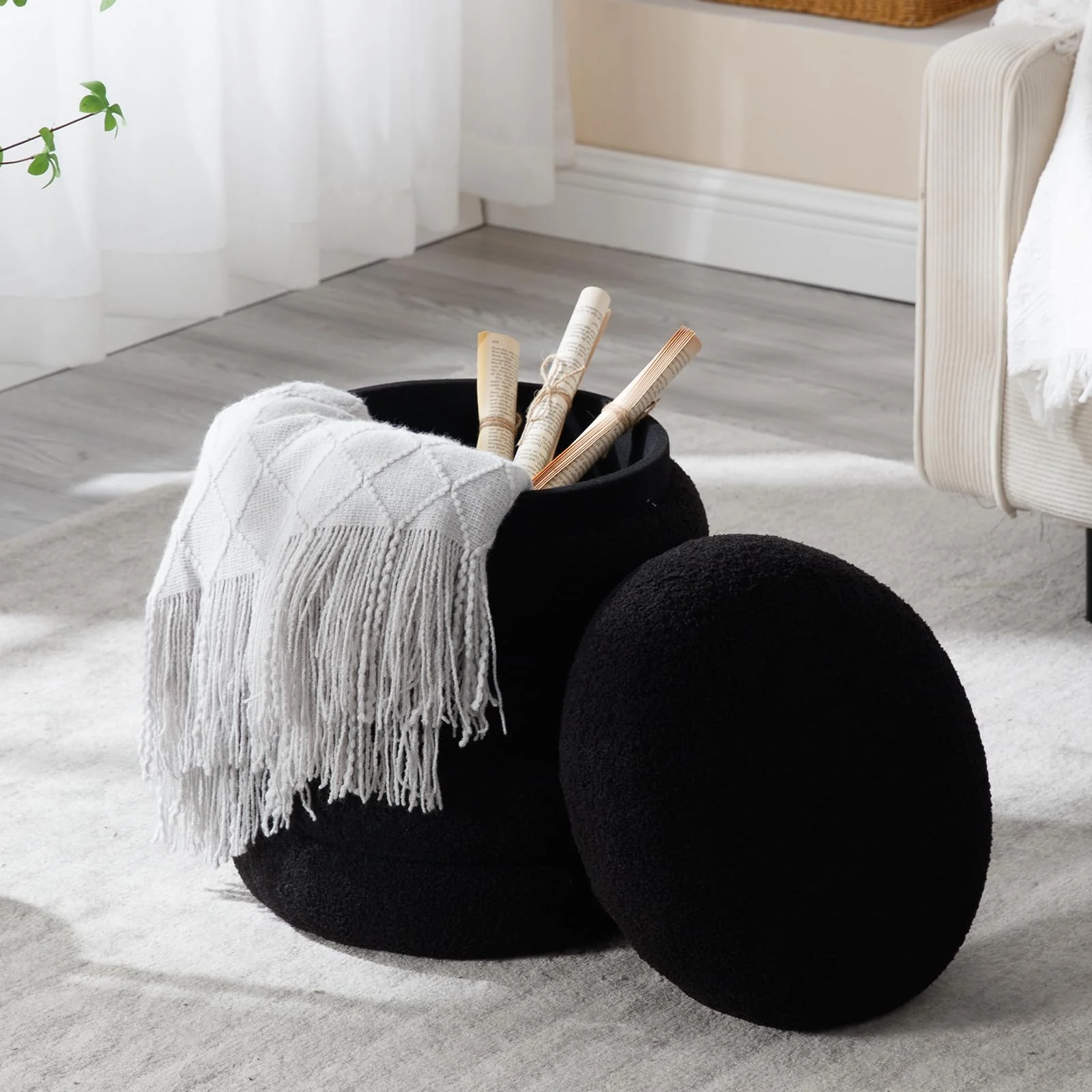 Modern Round Storage Ottoman 1 PCS - 30070OT - Image 10