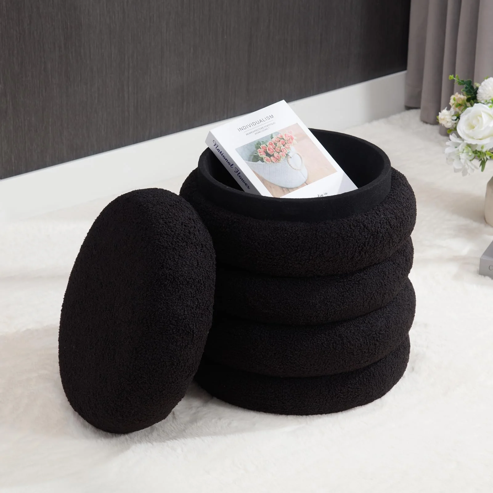 Modern Round Storage Ottoman 1 PCS - 30070OT - Image 11