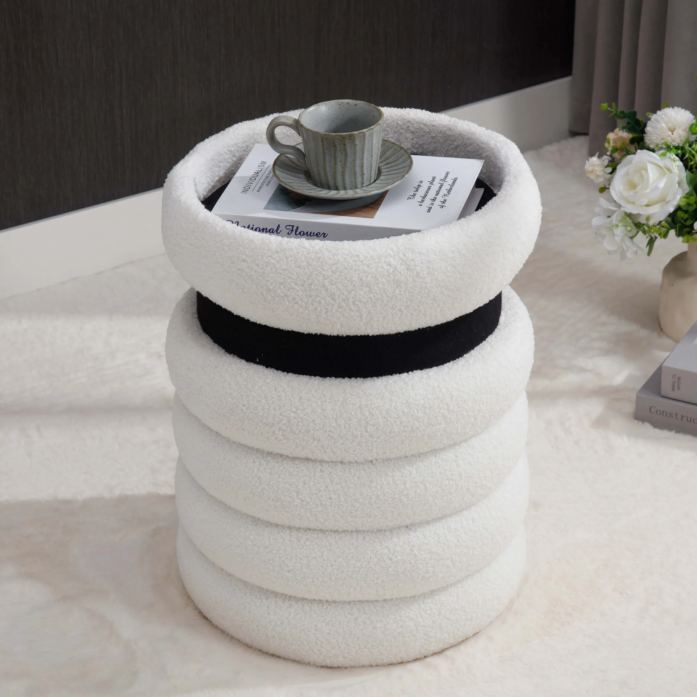 Modern Round Storage Ottoman 1 PCS - 30070OT - Image 3