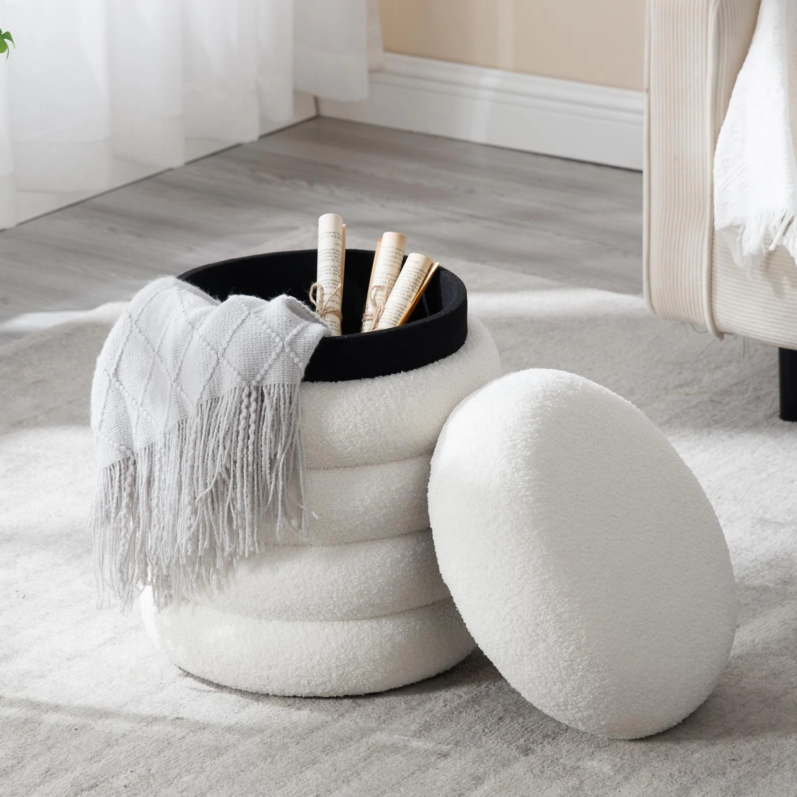 Modern Round Storage Ottoman 1 PCS - 30070OT - Image 4
