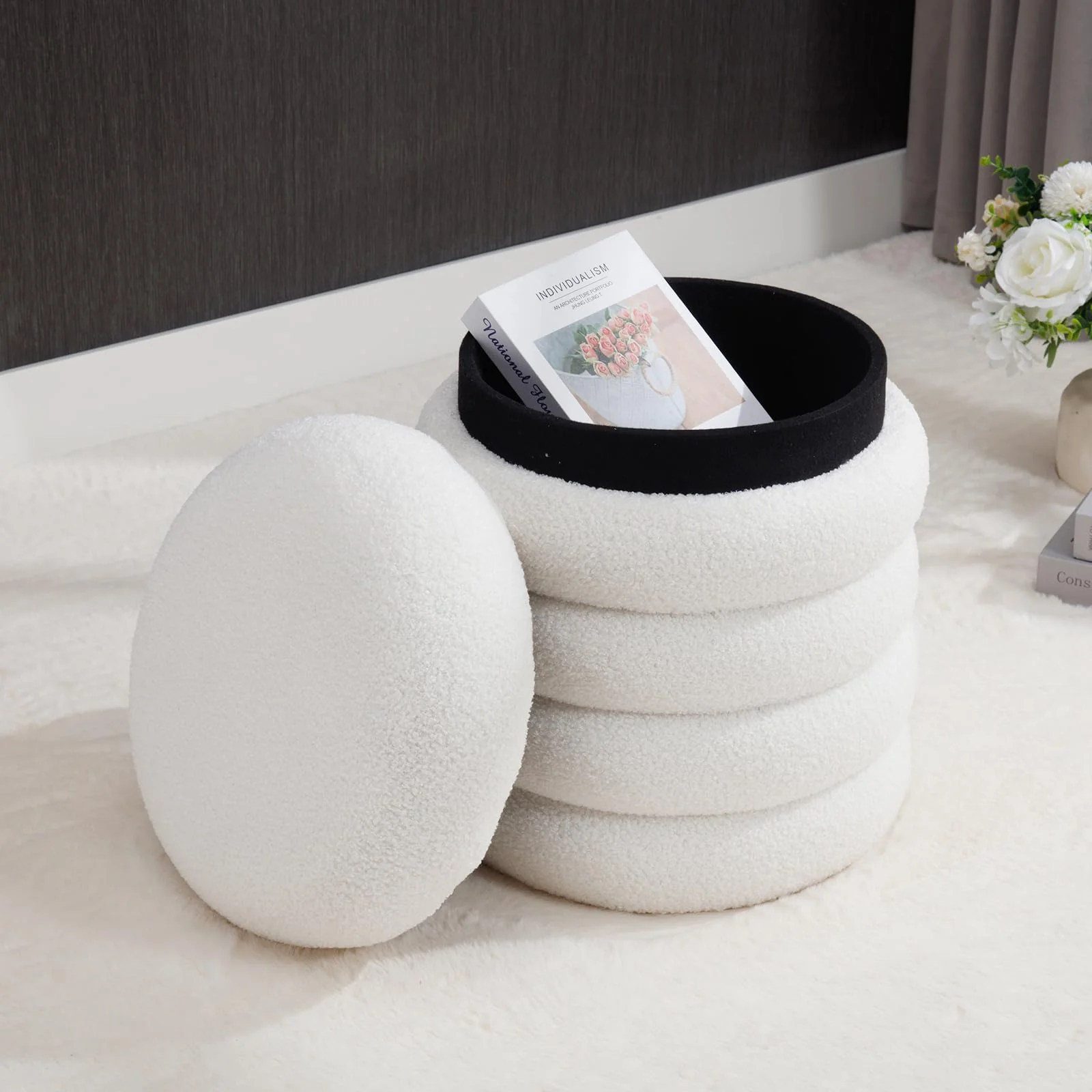 Modern Round Storage Ottoman 1 PCS - 30070OT - Image 5