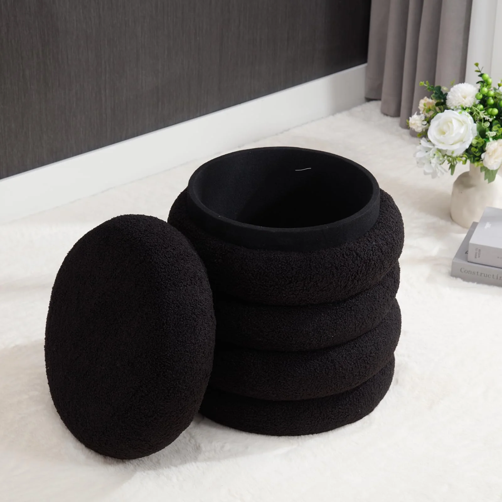 Modern Round Storage Ottoman 1 PCS - 30070OT - Image 8