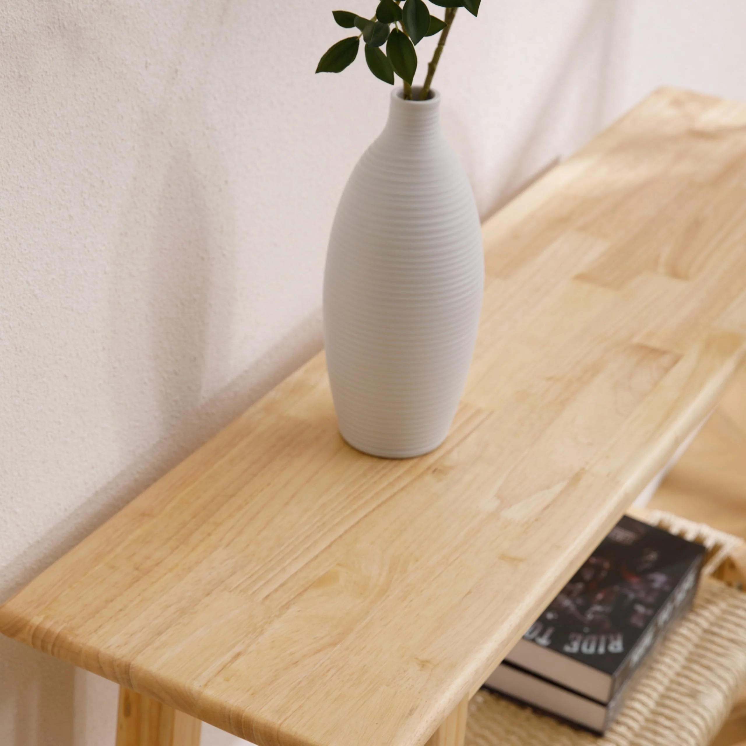 Natural Entryway Table with Rattan Storage Shelf - 22162ET - Image 4