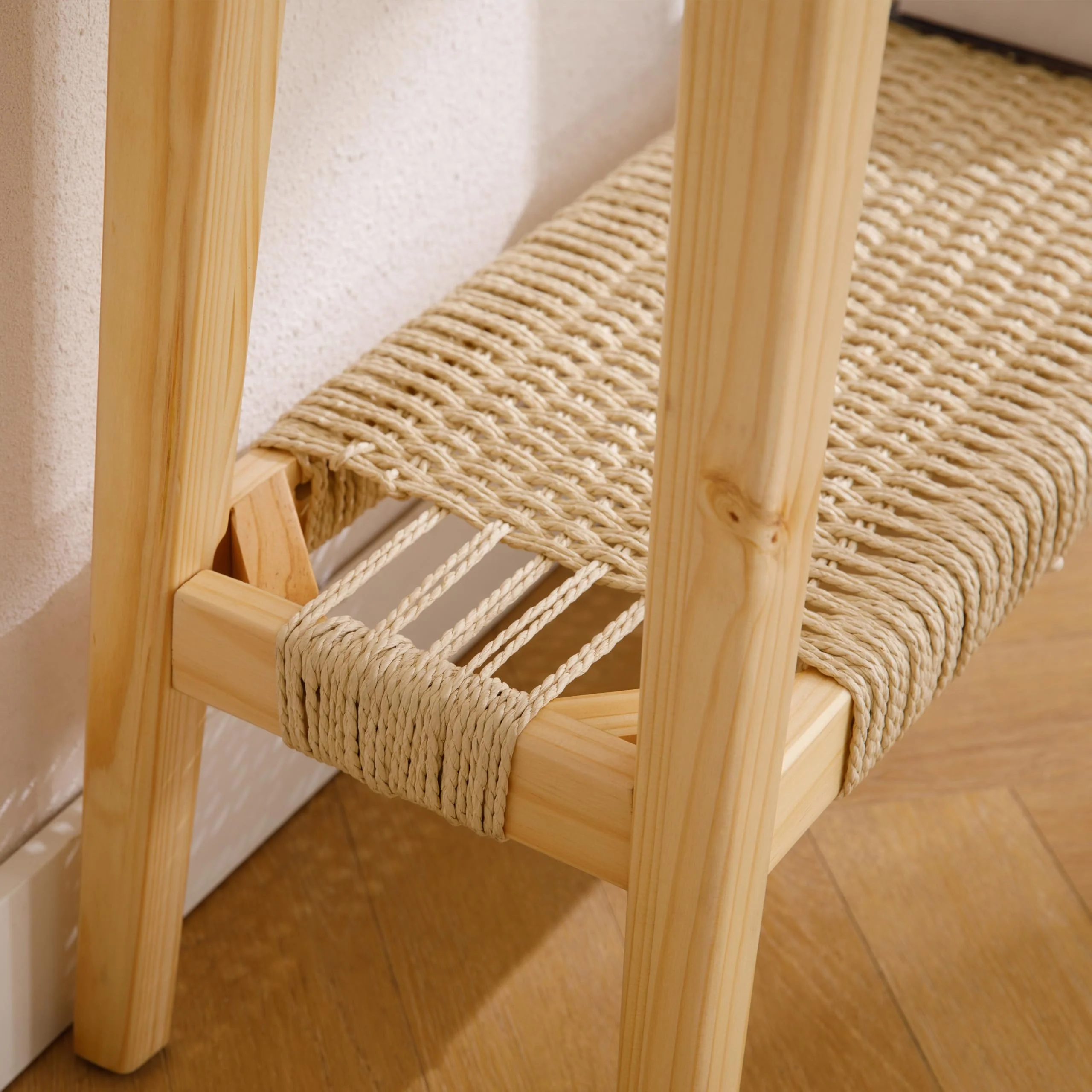 Natural Entryway Table with Rattan Storage Shelf - 22162ET - Image 5