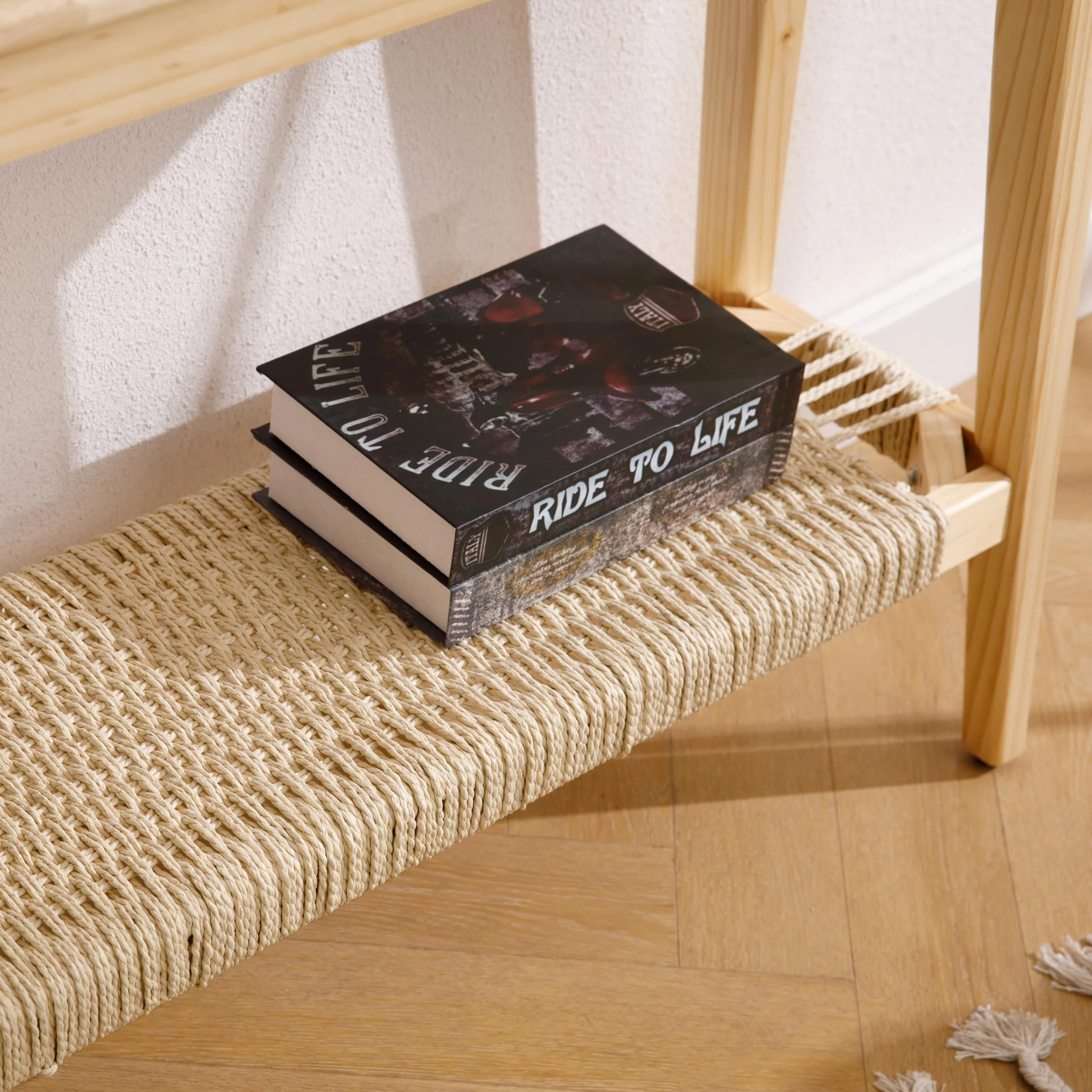 Natural Entryway Table with Rattan Storage Shelf - 22162ET - Image 6