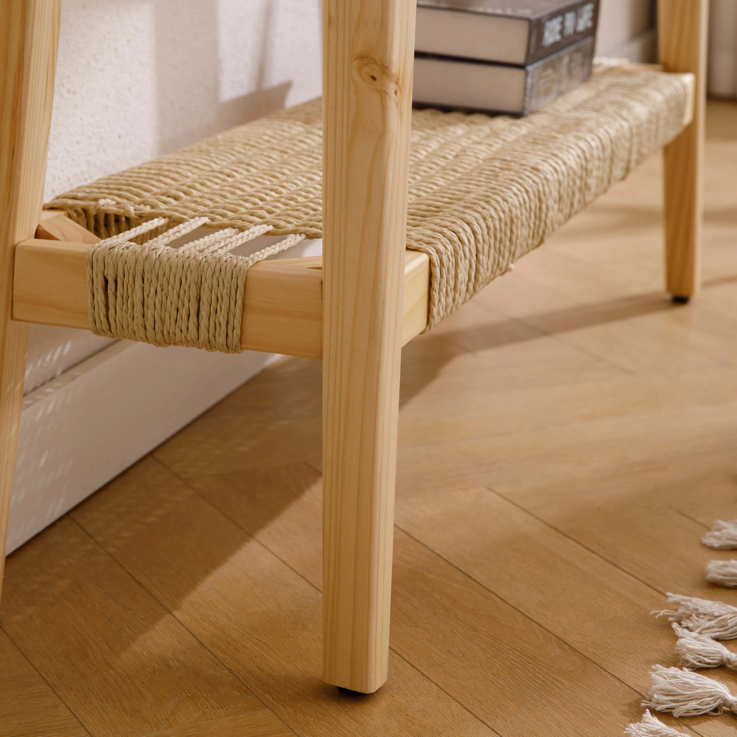 Natural Entryway Table with Rattan Storage Shelf - 22162ET - Image 7