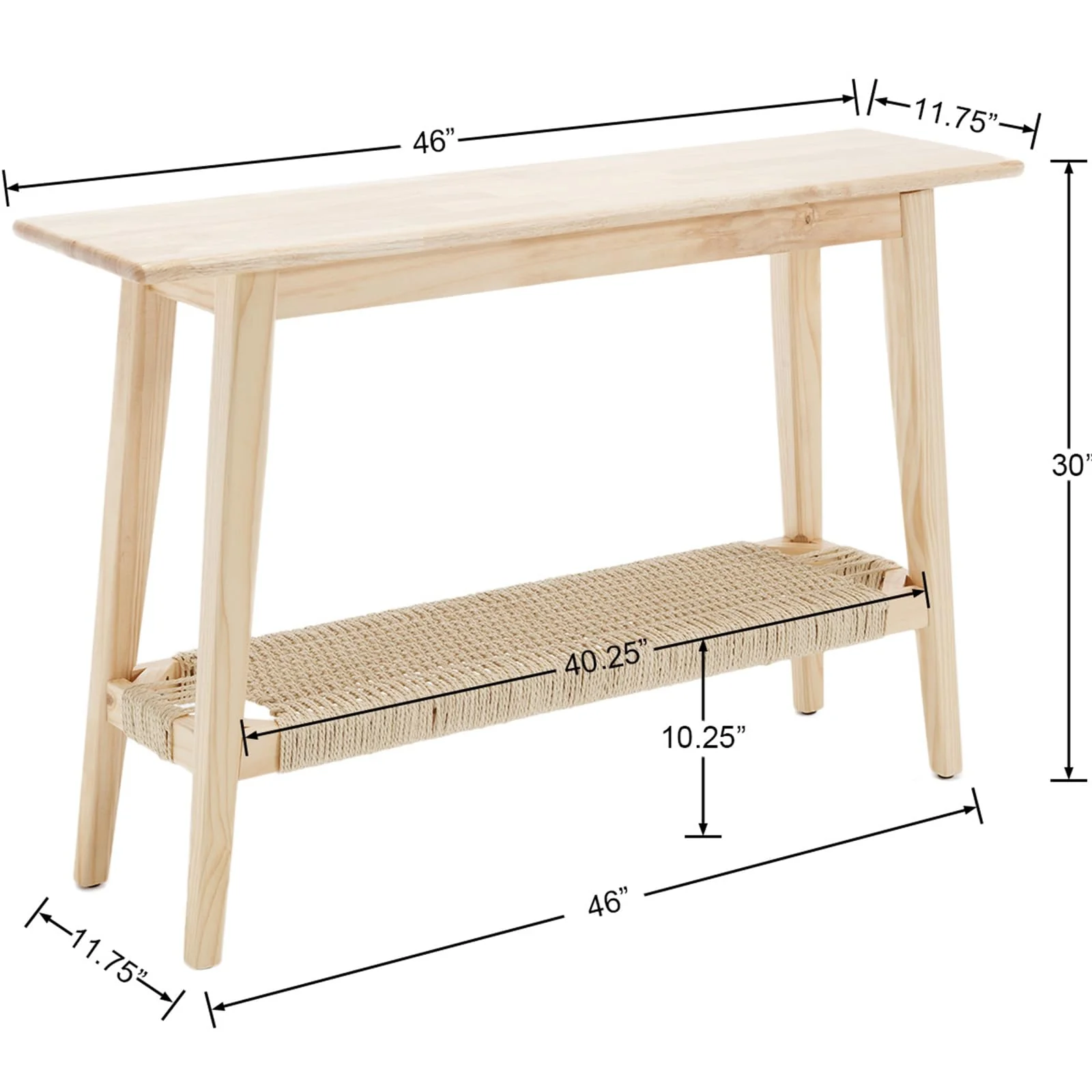 Natural Entryway Table with Rattan Storage Shelf - 22162ET - Image 8