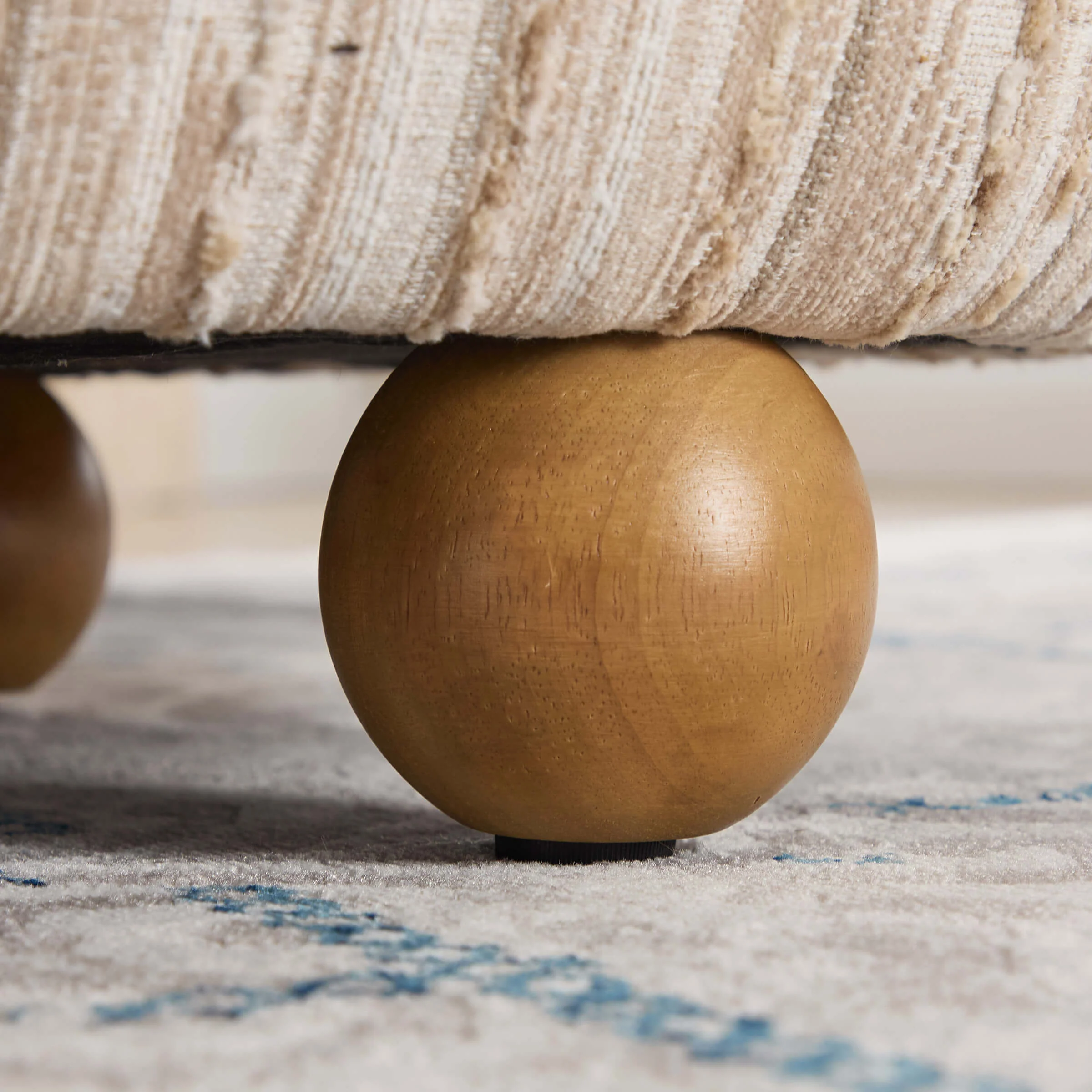 Ottoman Bench with Round Solid Wood Legs-2685BH - Image 11