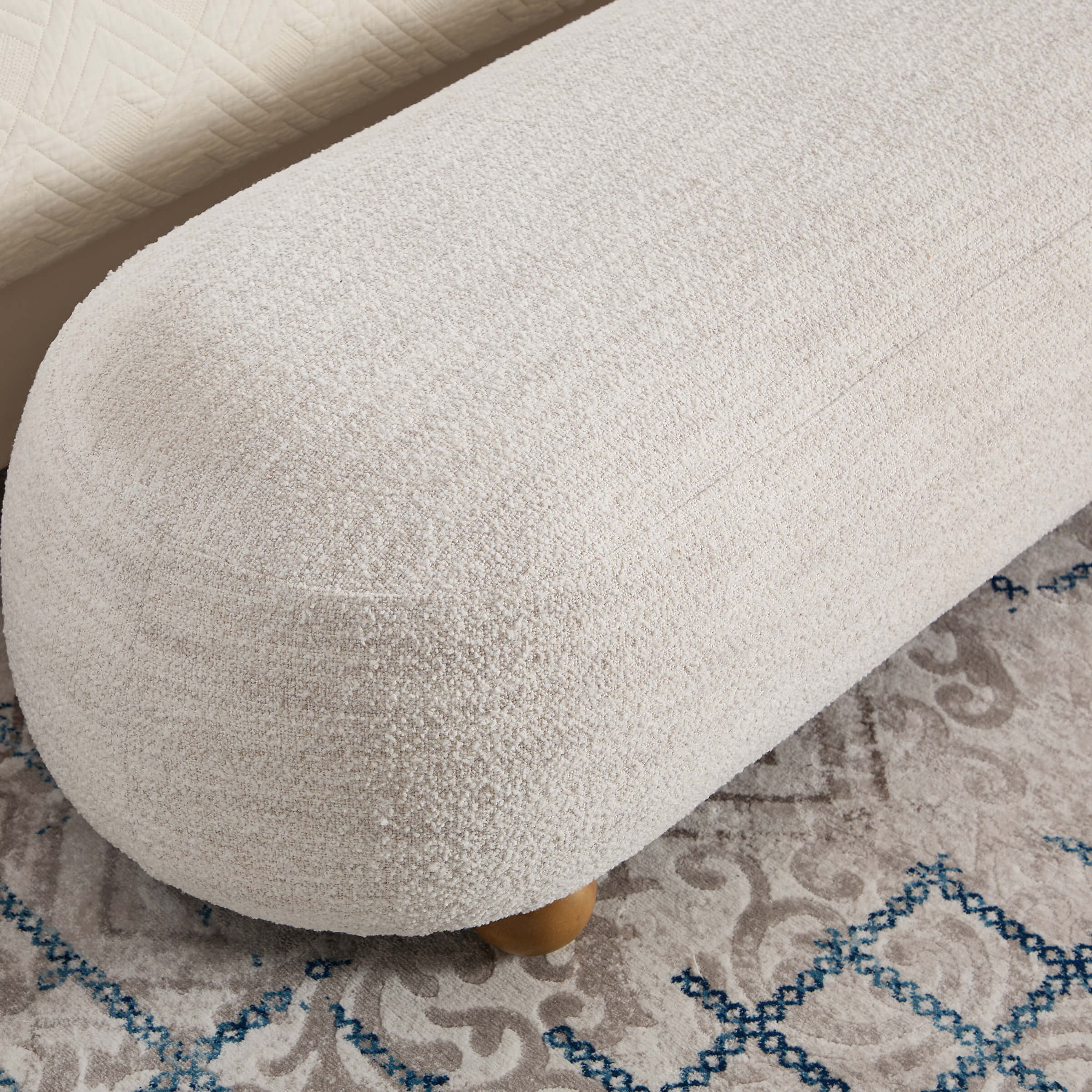 Ottoman Bench with Round Solid Wood Legs-2685BH - Image 6