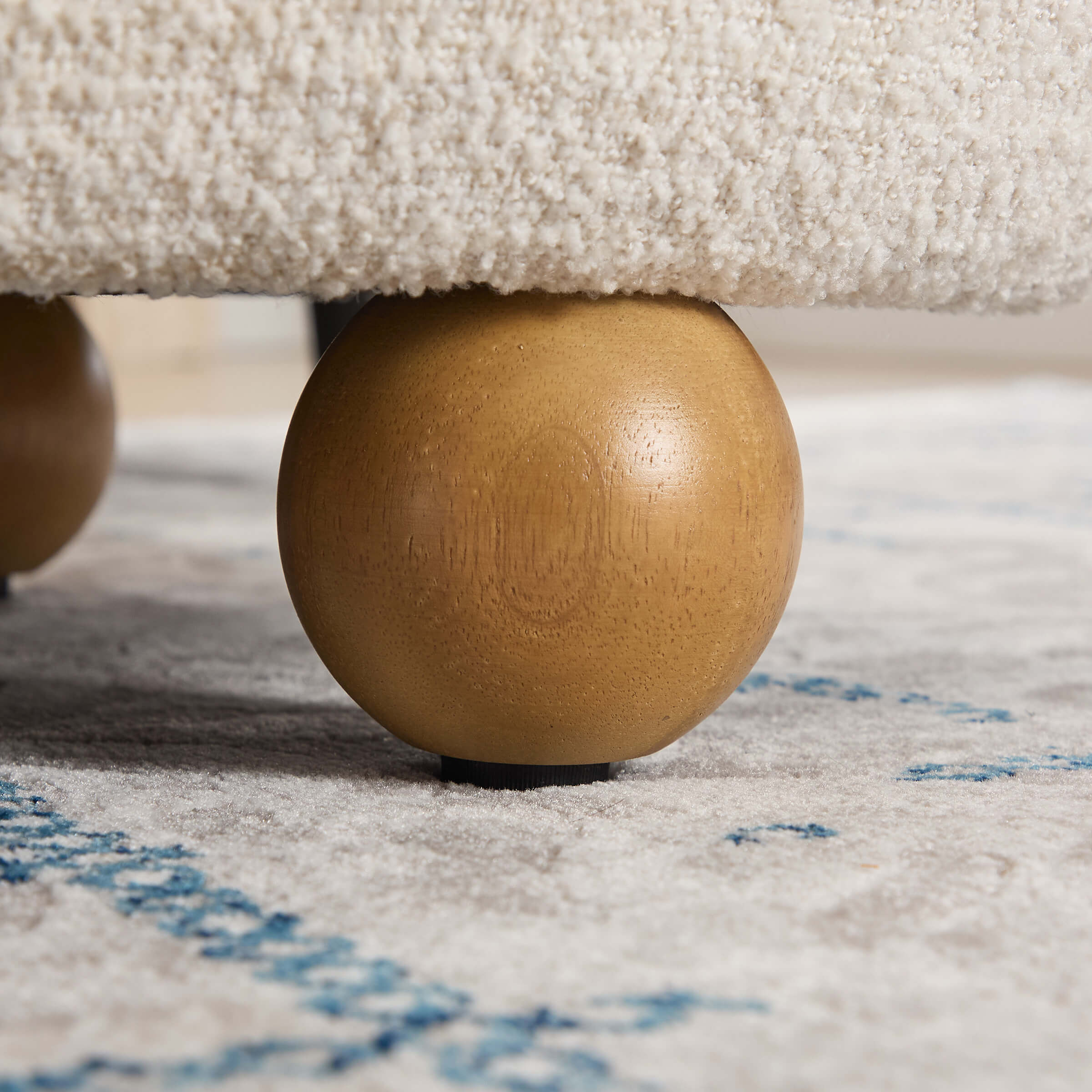 Ottoman Bench with Round Solid Wood Legs-2685BH - Image 7