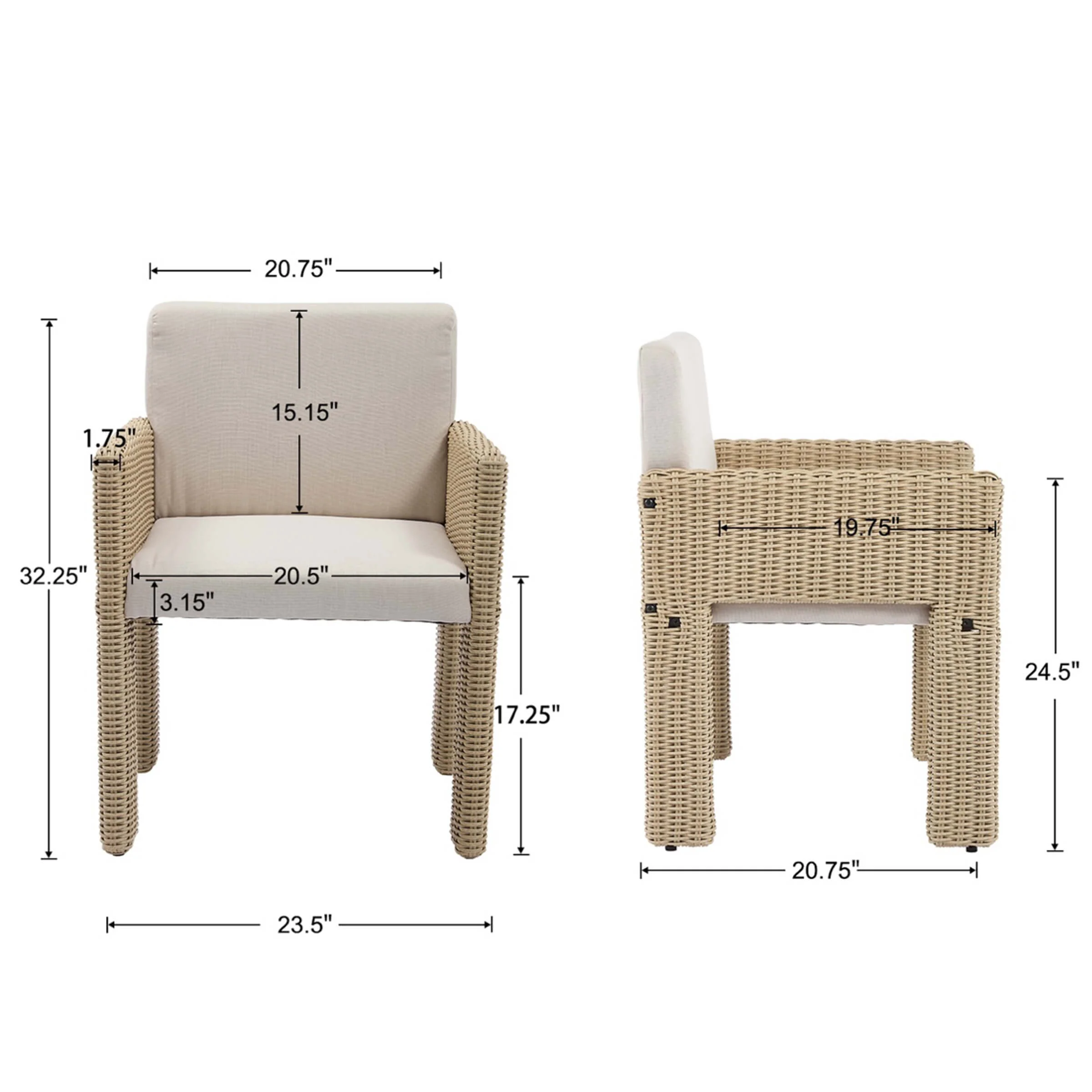 Outdoor Woven Dining Chairs Set of 2 - X003DC - Image 10