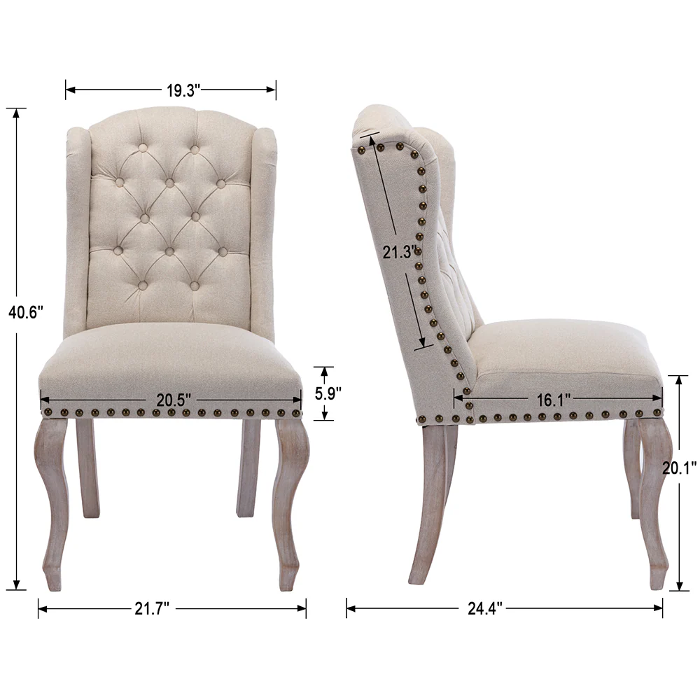 Parsons Linen Dining Chairs Set of 2 - 1296DC - Image 11