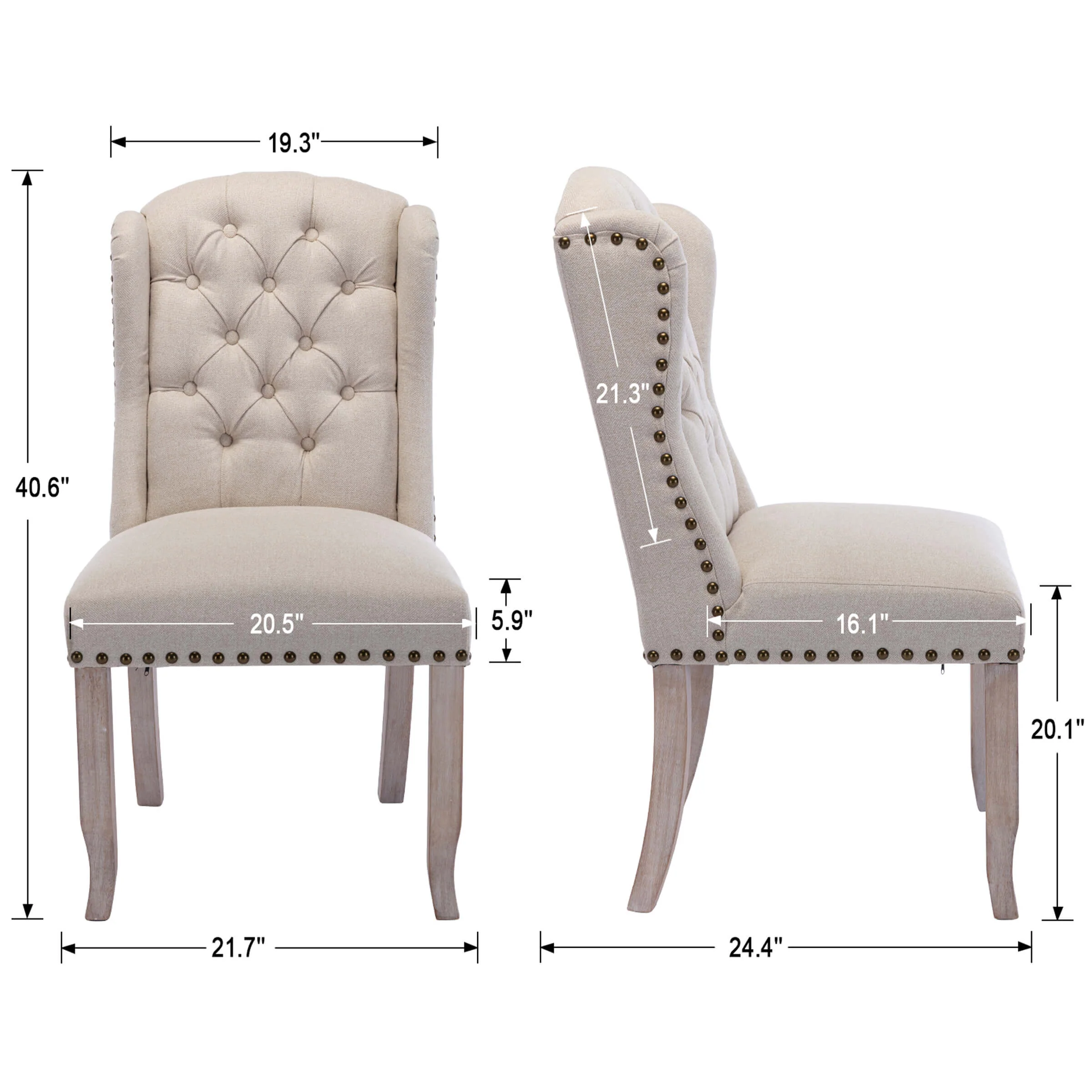 Parsons Linen Dining Chairs Set of 2 - 1296DC - Image 17